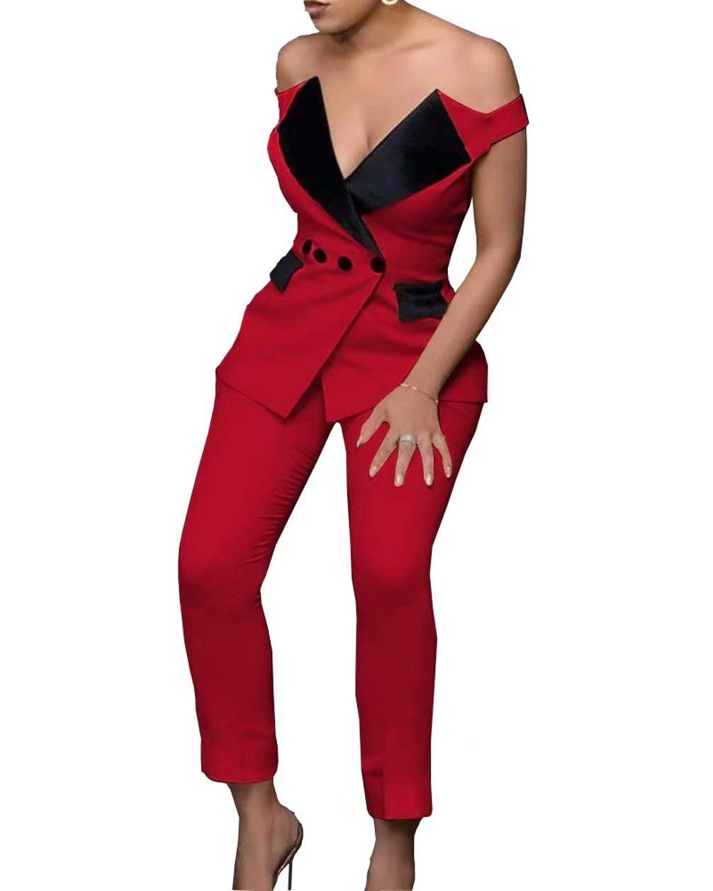 Women's Off Shoulder Pant Suit Cocktail Party Dress - Elegant Formal Evening Jumpsuit for Weddings, Prom & Special Occasions | 2021 Fashion Trend