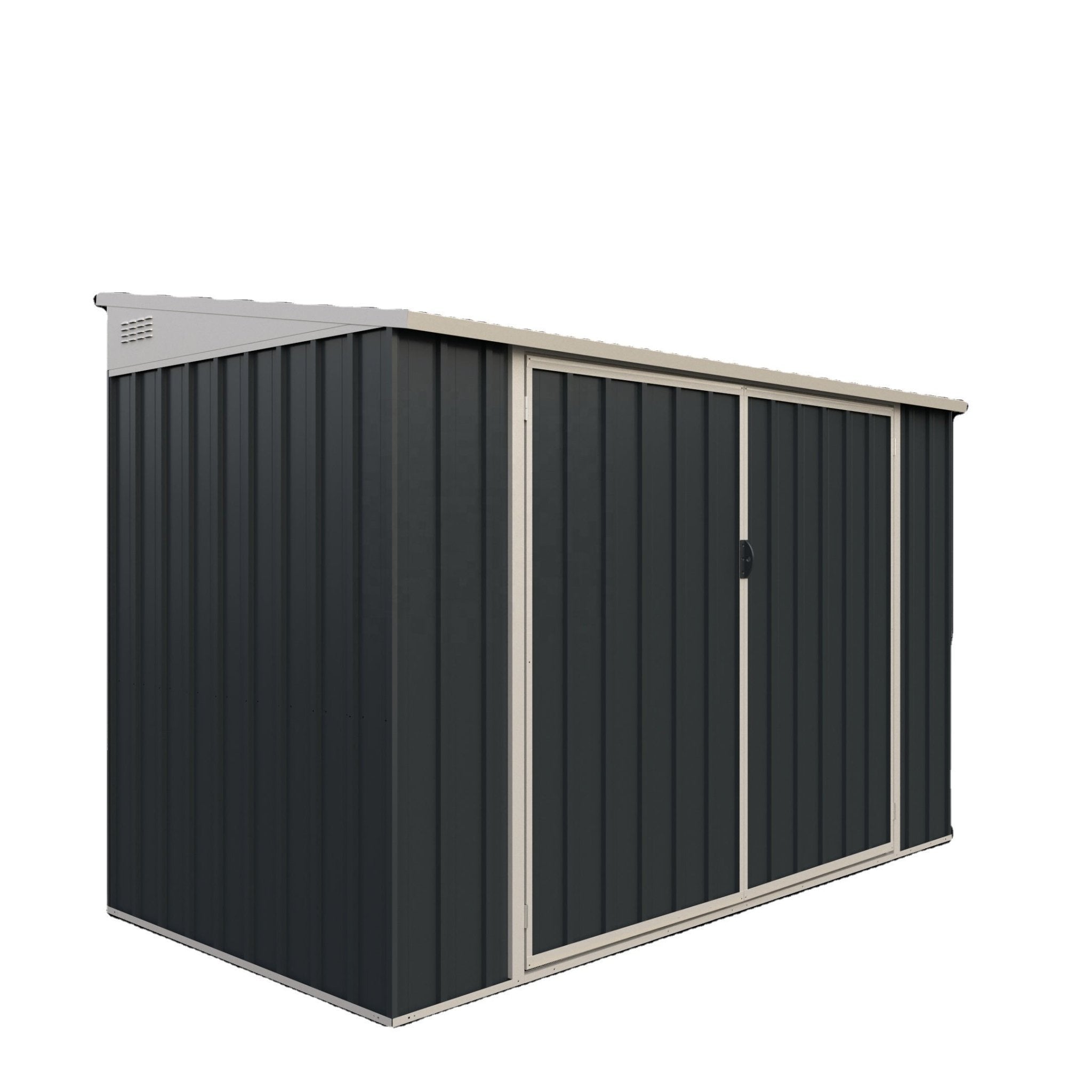 4x8 ft Outdoor Garden Storage Shed with Double Doors - Weatherproof Metal Design for Patio, Backyard & Lawn Equipment Organization | Heavy-Duty Steel Construction | Easy Assembly | EF0408