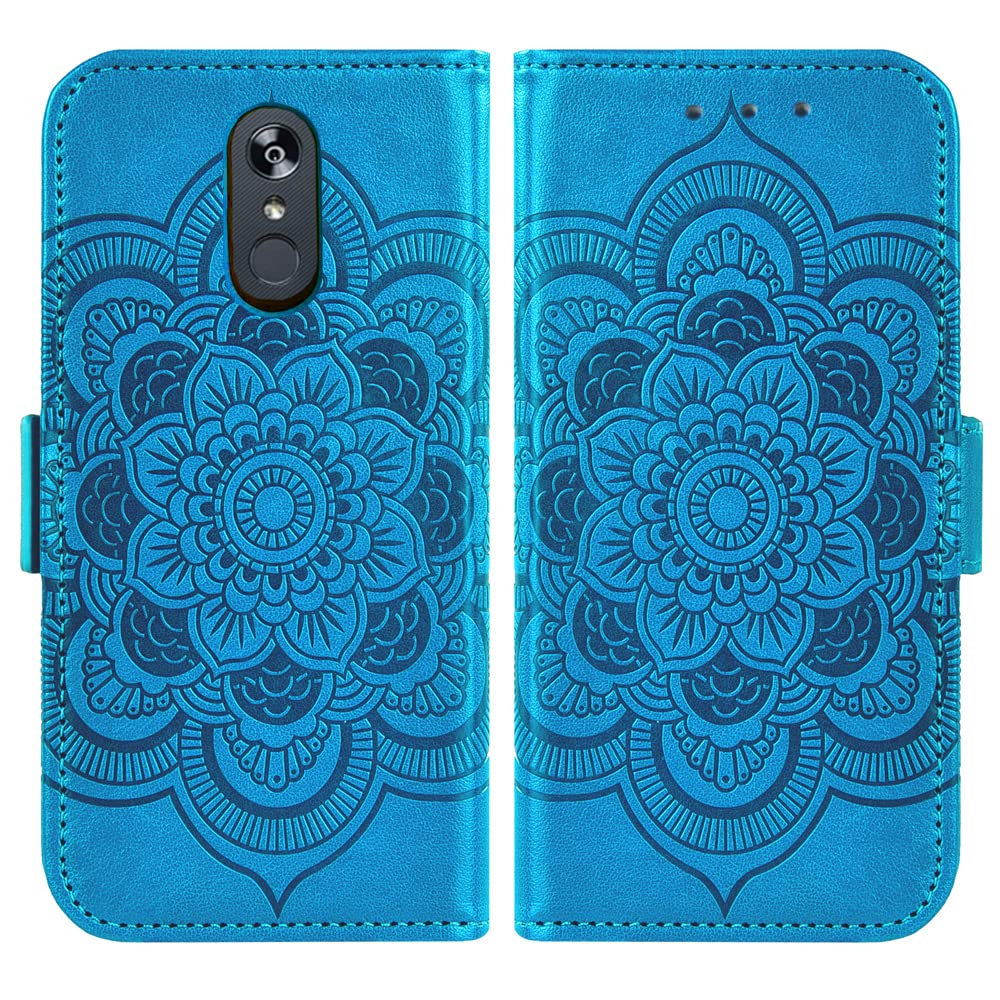 LG Stylo 4 Wallet Case with Tempered Glass Screen Protector - Flip Cover Credit Card Holder Phone Case for LG Stylo 4/4+/Q Stylus Alpha (Blue) - Perfect for Work, Travel & Everyday Use