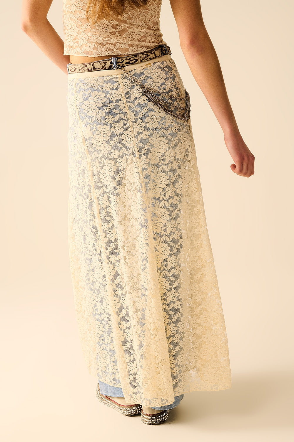 Beige Floral Lace Maxi Dress for Women - Elegant Long Boho Dress for Weddings, Parties & Summer Outings