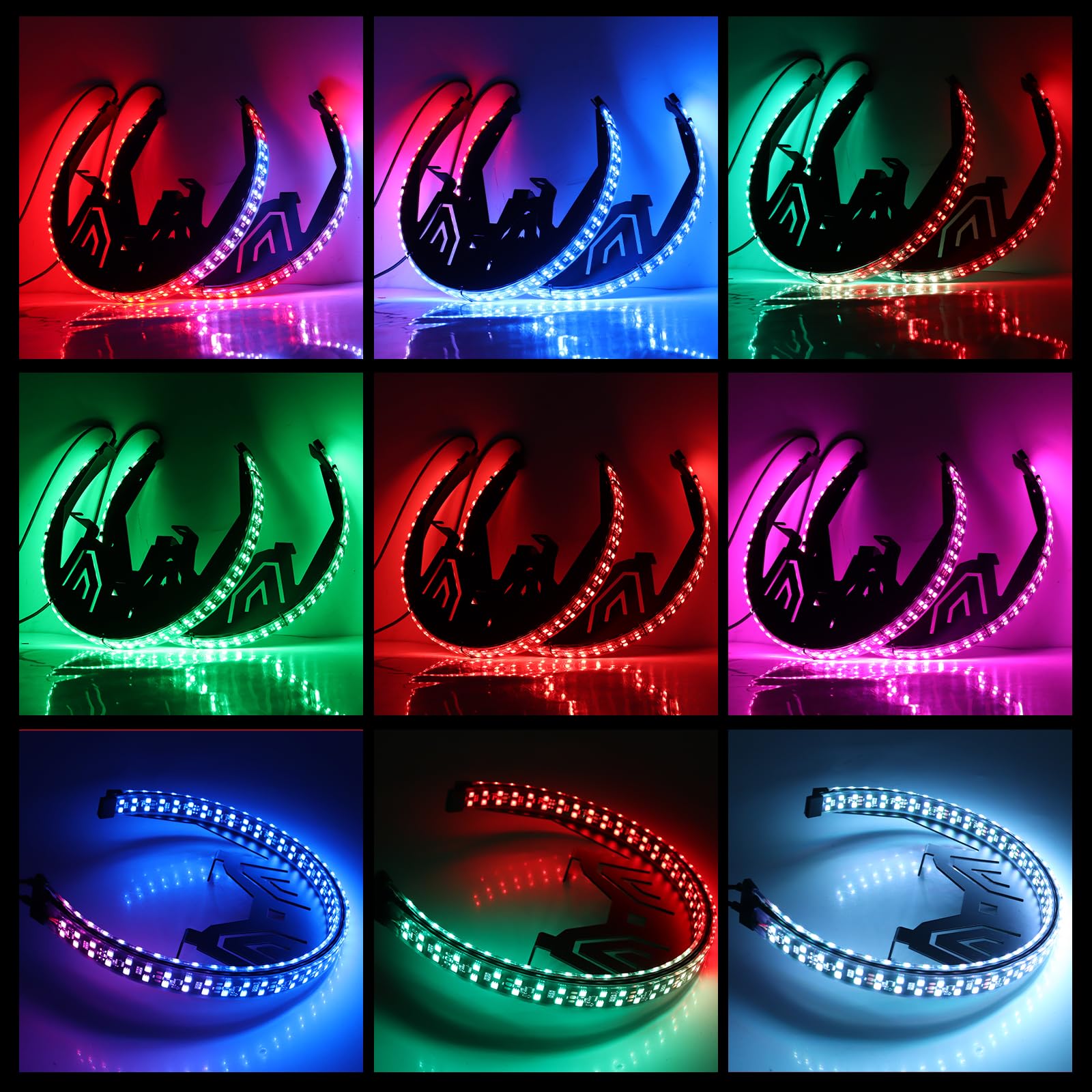 Cam-Am Spyder F3 Wheel Ring Lights (2017-2024 Models F3-S/F3-T/F3 Limited) - Bluetooth RGB LED Accent Lights with Remote Control for Night Riding & Custom Styling