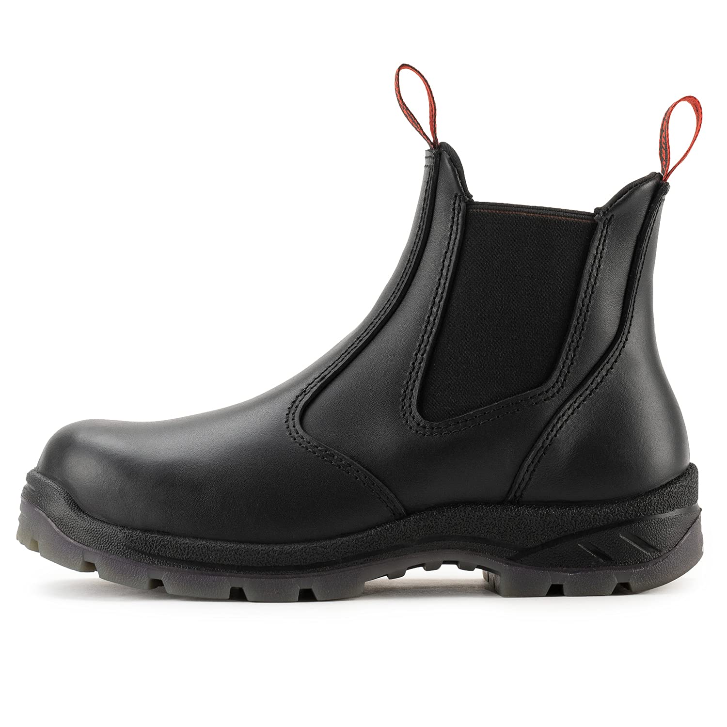 SUREWAY Men's Slip-On Work Boots - Waterproof & Slip-Resistant, Composite Safety Toe, Anti-Static - Industrial Construction & Fire Station Mechanic Chelsea Boots (Size 7.5) - Perfect for Heavy Duty Work, Outdoor Labor & Emergency Response Scenarios