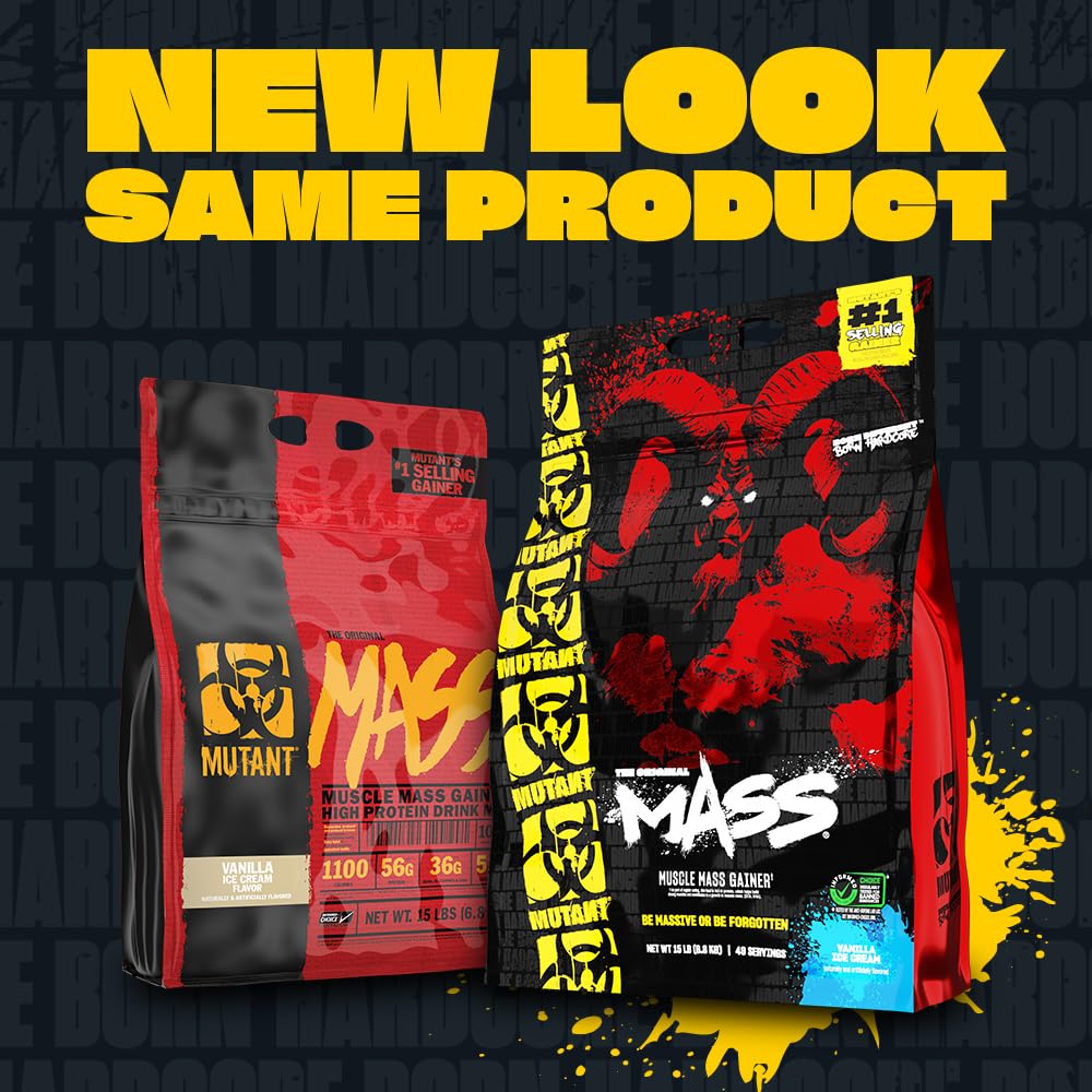 Mutant Mass Weight Gainer Protein Powder - Whey & Casein Protein Blend for Muscle Growth - 15lb Strawberry Banana Flavor - High-Calorie Workout Shakes, Post-Workout Recovery & Meal Replacement Drinks