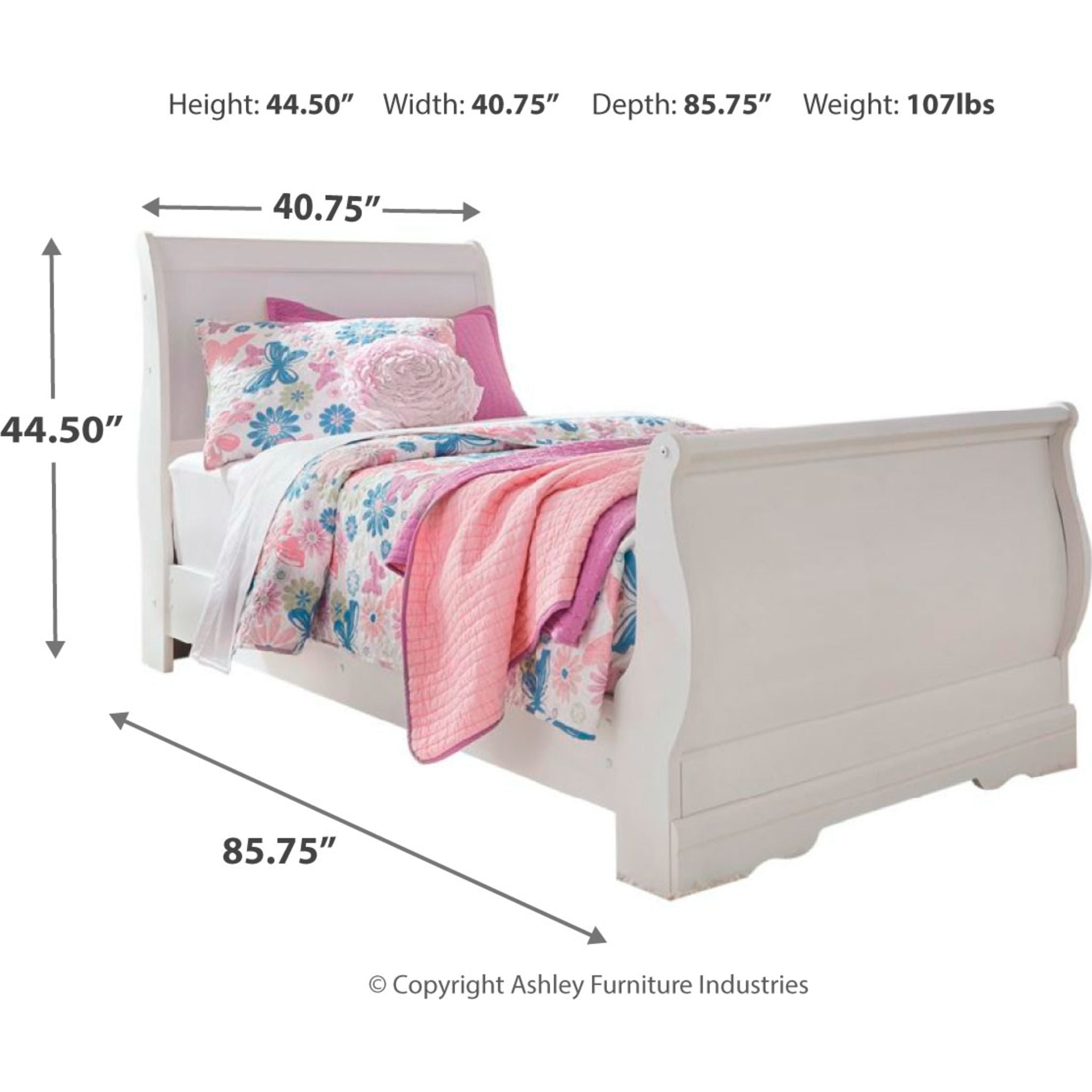Anarasia White Sleigh Bed Frame - Queen Size, Modern Farmhouse Style, Solid Wood Construction for Bedroom Decor | Perfect for Master Bedroom, Guest Room & Cozy Retreat