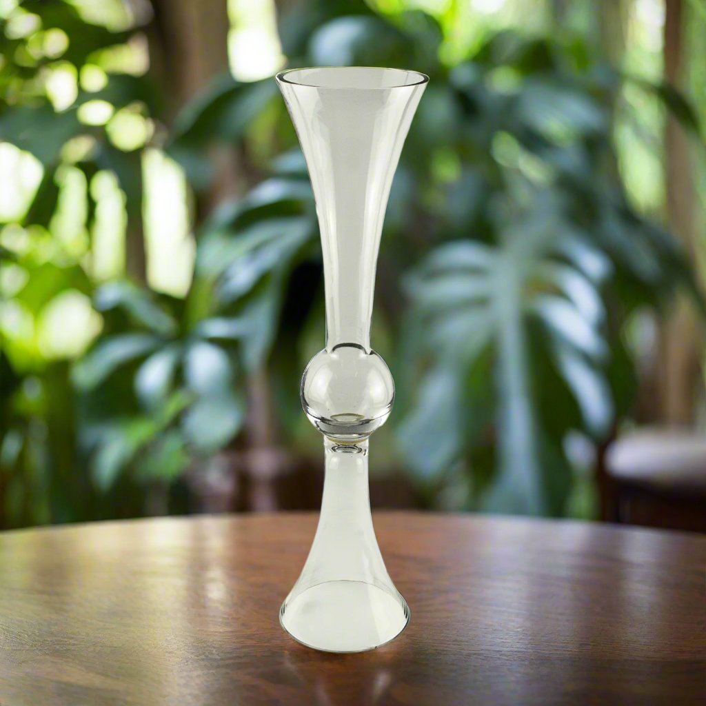 23.5 Inch Elegant Trumpet Glass Vase for Home Decor - Perfect for Flowers, Centerpieces, and Wedding Decorations