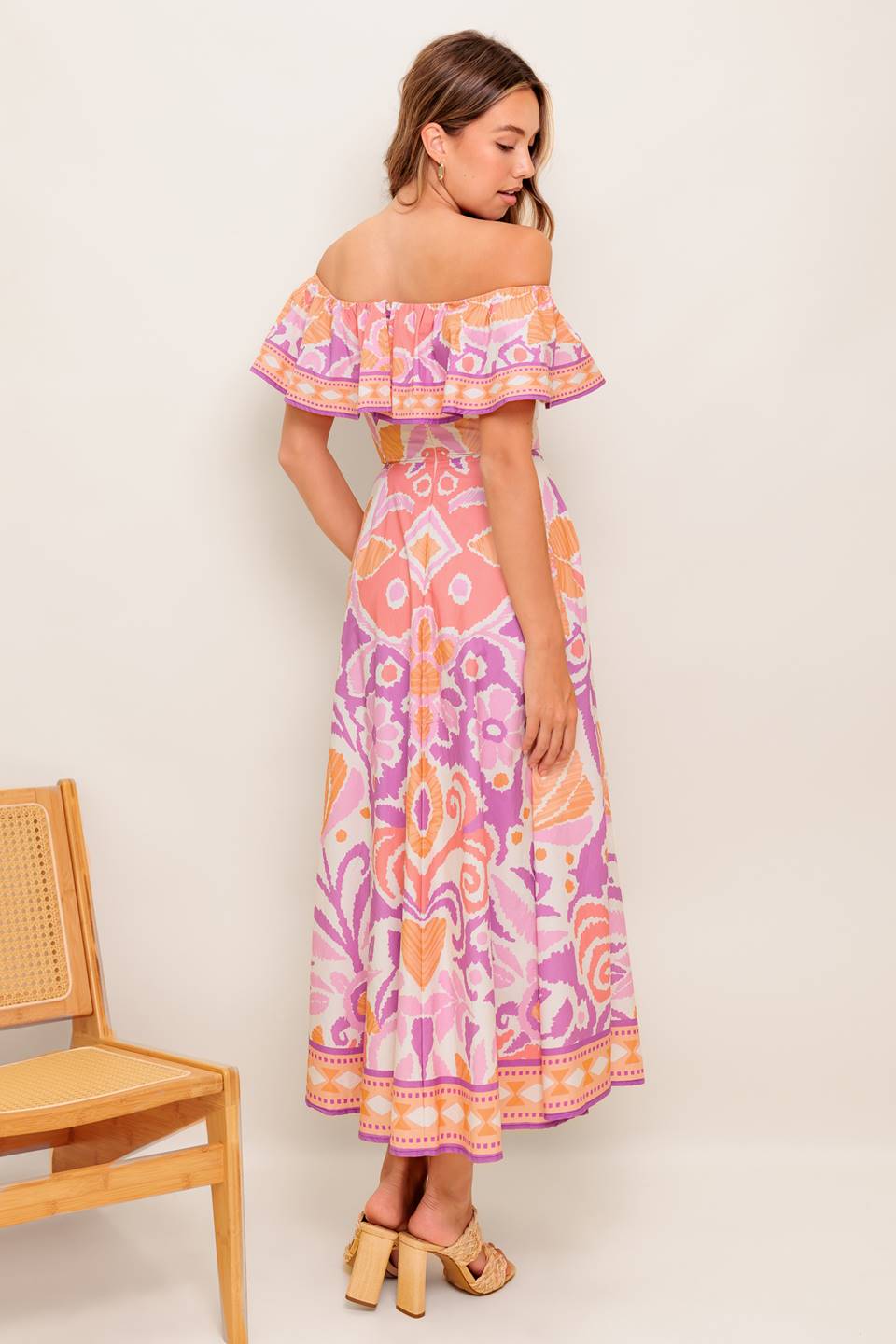 LILAH LAVENDER MIDI DRESS - Women's Floral Print Summer Dress with Puff Sleeves for Casual Wear, Beach Vacation & Date Night Outfits