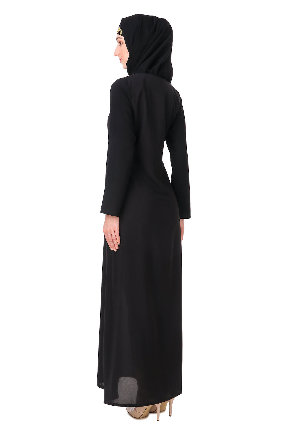 Gold Hand Embroidered Elegant Abaya Dress AY 806 - Perfect for Weddings, Parties & Special Occasions