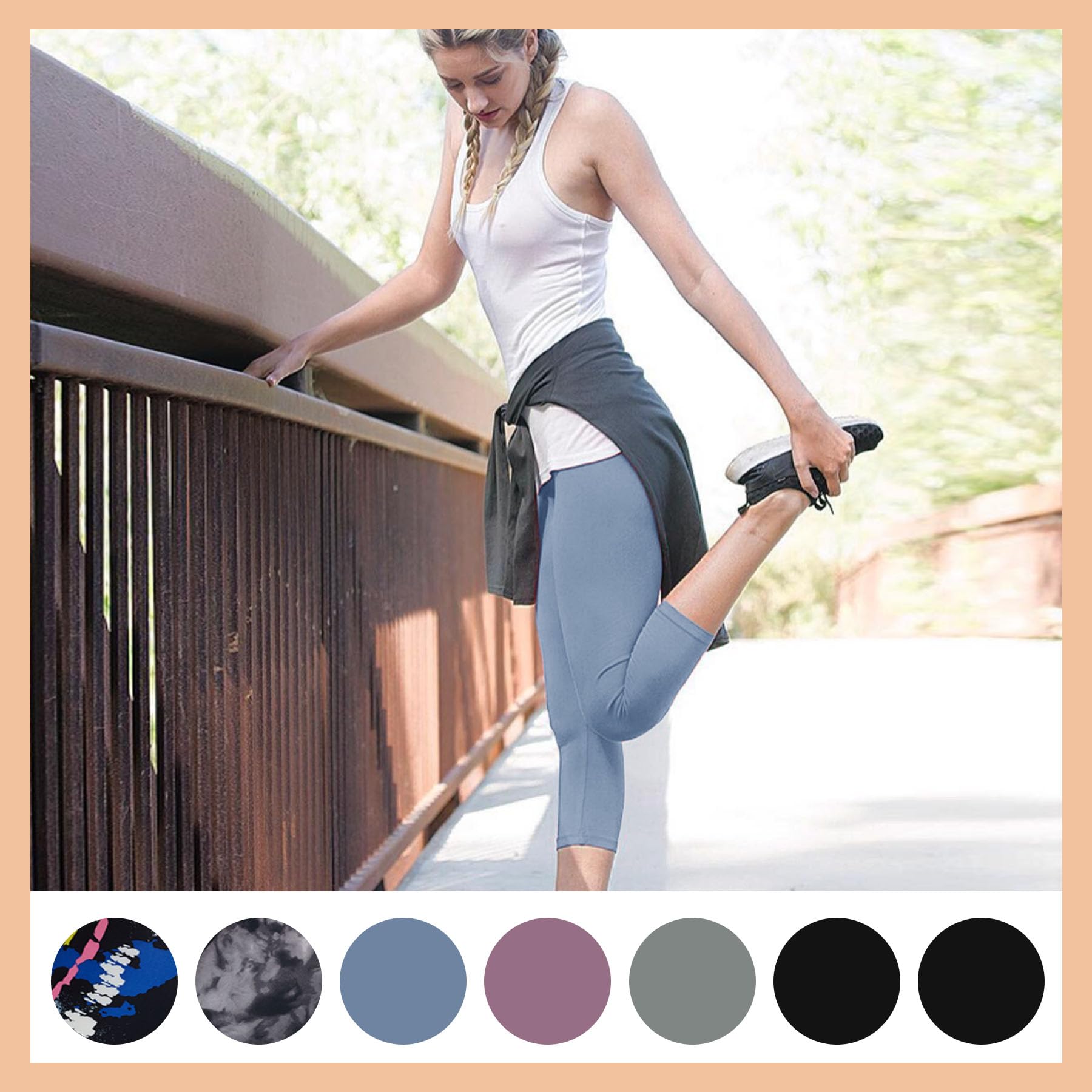 TNNZEET 7 Pack Women's High Waisted Yoga Pants with Pockets - Black Full Length & Capri Leggings for Workout, Running, Gym & Casual Wear
