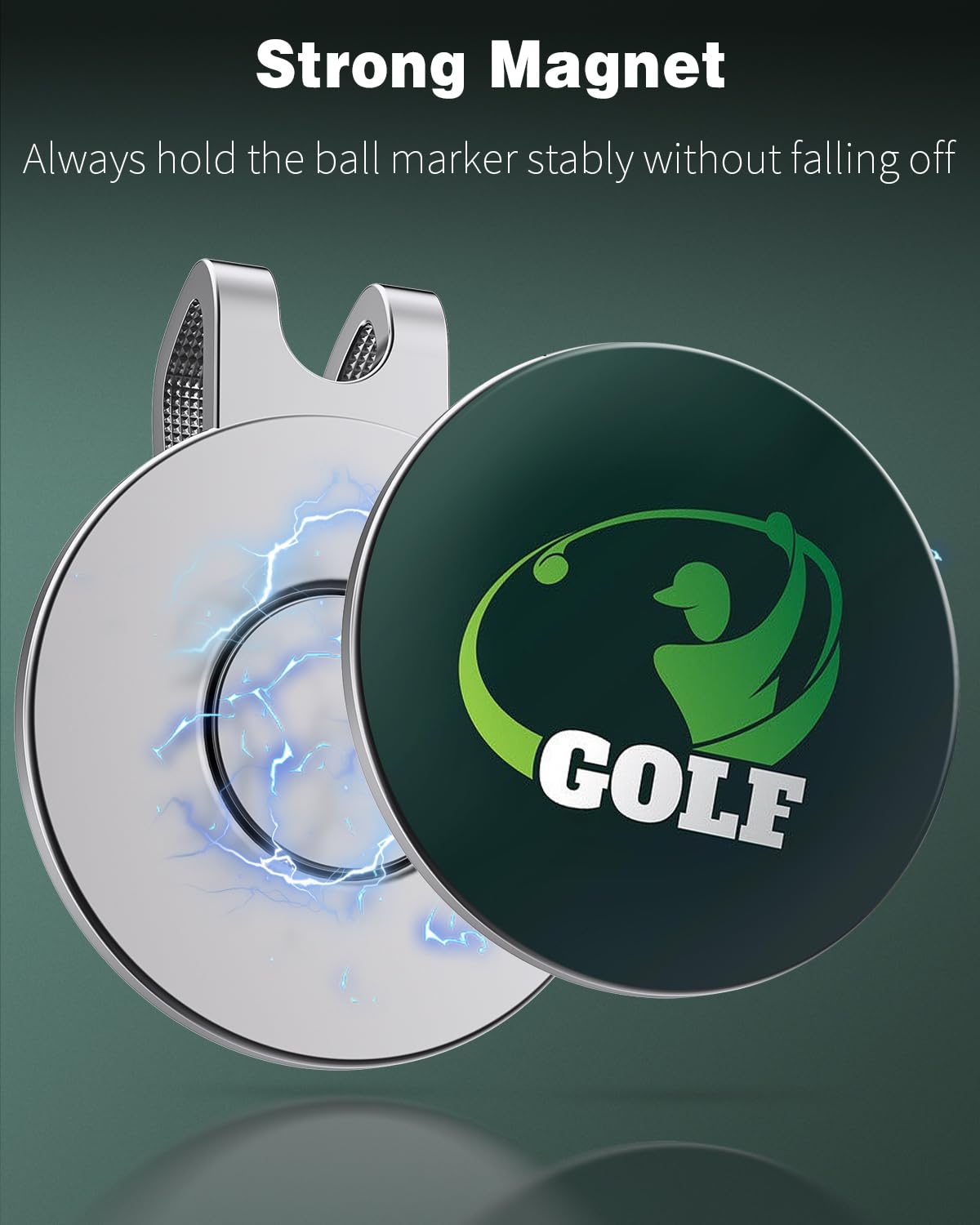 **Premium Magnetic Golf Ball Marker Holder - Nickel-Plated Alloy Clip for Hats, Caps, Visors, Belts & Bags | Secure & Stylish Golf Accessory (Ball Marker Not Included) | Perfect for Golfers, Tournaments & Practice**
