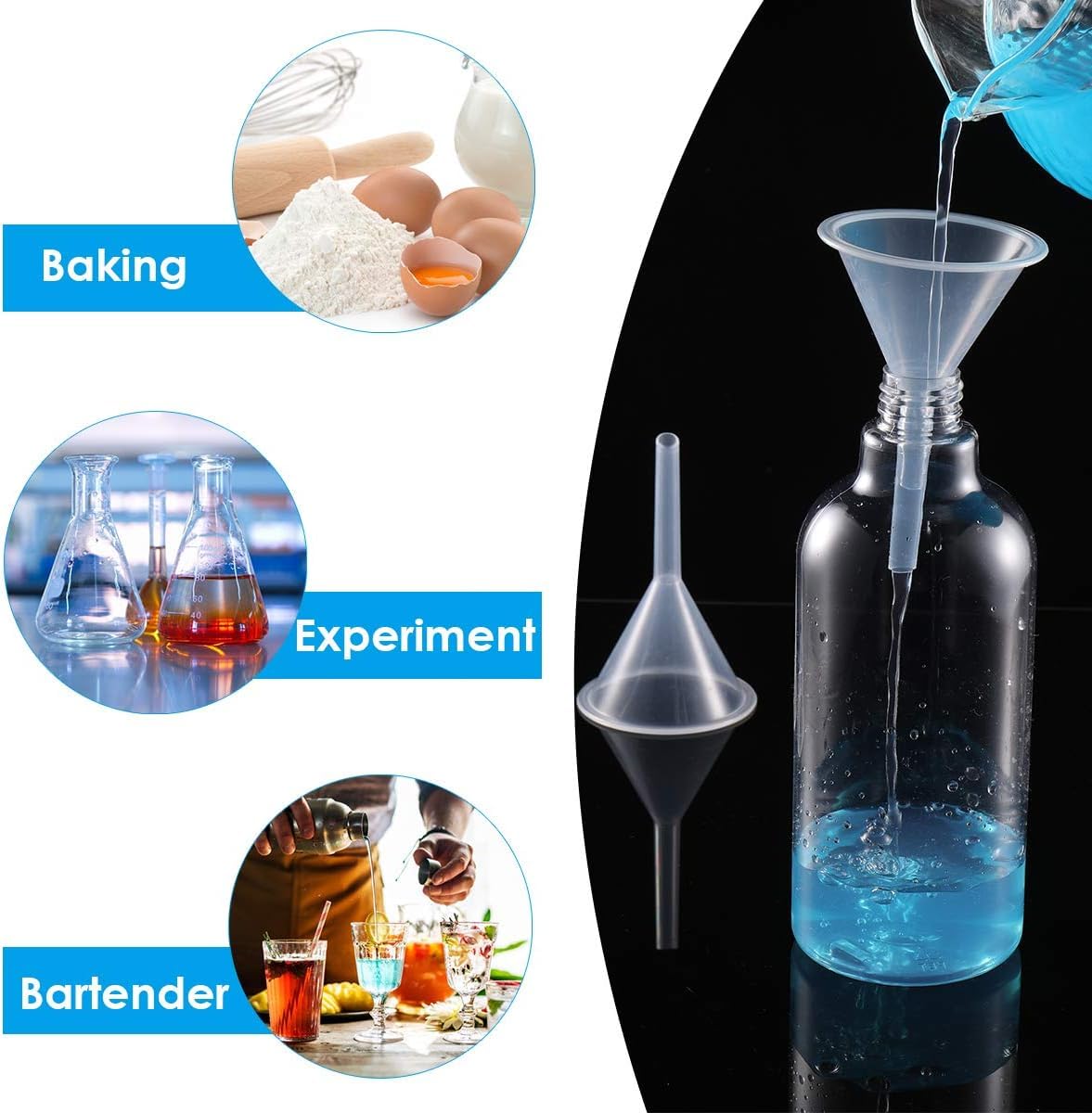 ECNEICS 1.5 Inch Small Plastic Funnel - Narrow Neck Kitchen Funnel for Bottles, Essential Oils, Spices & Powders - Food Grade Lab Funnel for Perfume Making, Sand Art, Urn Filling & Cooking (Pack of 1) - Perfect for DIY Crafts, Home Brewing & Kitchen Use