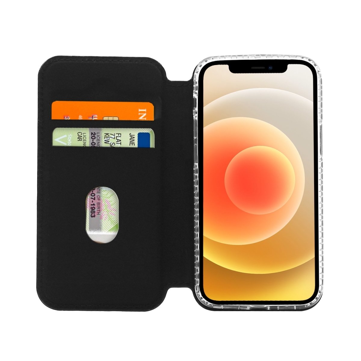 3sixT SlimFolio 2.0 Ultra Thin Leather Wallet Case for iPhone 12 Mini - Premium Black Protective Cover with RFID Blocking | Perfect for Everyday Use, Business Meetings & Travel