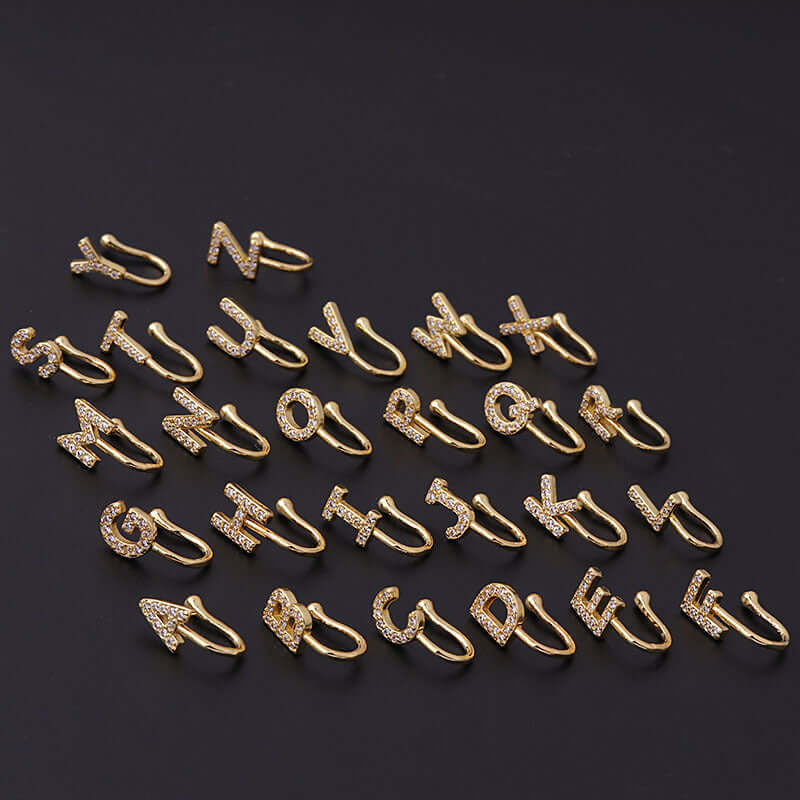 18K Gold Plated Initial Letter Nose Cuff Clip - No Piercing Nose Ring Jewelry for Women | Perfect for Parties, Weddings & Everyday Fashion Accessories