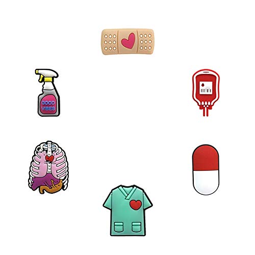 Cute PVC Croc Shoe Charms for Women - 17-Piece Set with Medical Theme (Syringe, Stethoscope, Crystal Decorations) | Fun Jibbitz for Crocs & Clogs | Perfect for Nurses, Doctors & Healthcare Professionals