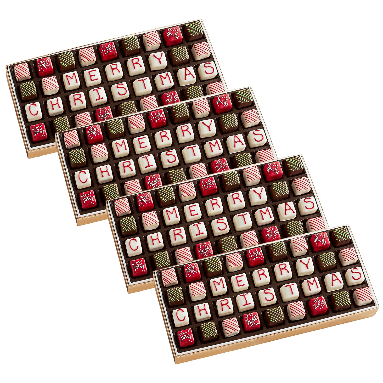 Swiss Colony Merry Christmas Petits Fours Gift Box Set of 4 - Holiday Dessert Assortment for Parties, Gifting & Festive Celebrations