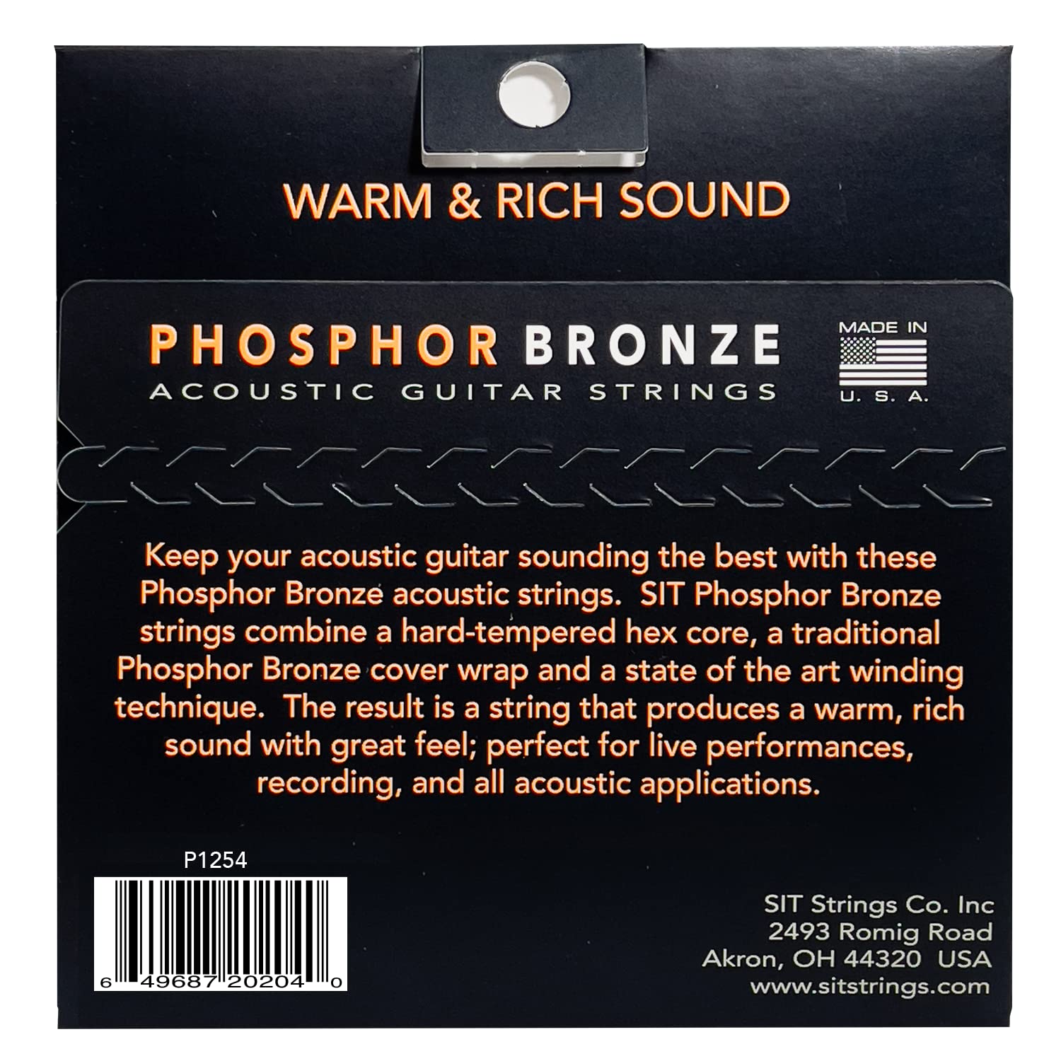 SIT Strings Phosphor Bronze Acoustic Guitar Strings (Light 12-54) - P1254 | Bright Tone & Long-Lasting Performance for Folk, Country & Fingerstyle Playing