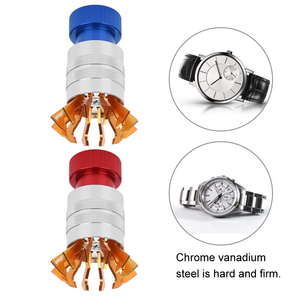 Professional Watchmaker Repair Tool Kit - Watch Parts & Back Case Remover for Battery Replacement (Red) | Perfect for Watch Repair, Maintenance & DIY Jewelry Projects at Home or Workshop