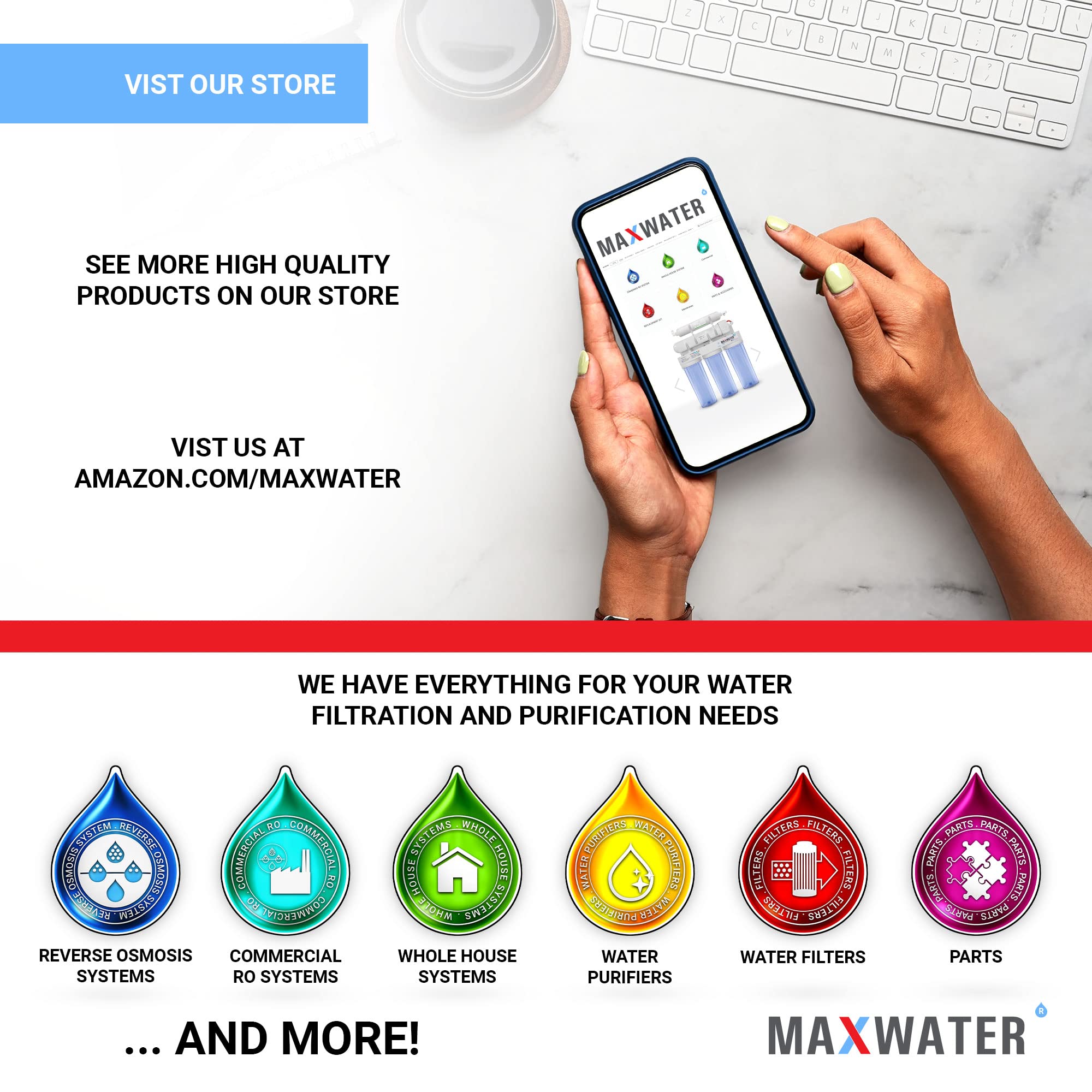 (3 Pack) Max Water Whole House Water Filter Replacement Set - Polypropylene Sediment, Iron Manganese & CTO Carbon Filters for Standard Whole House Systems | Improves Water Quality for Drinking, Cooking & Bathing