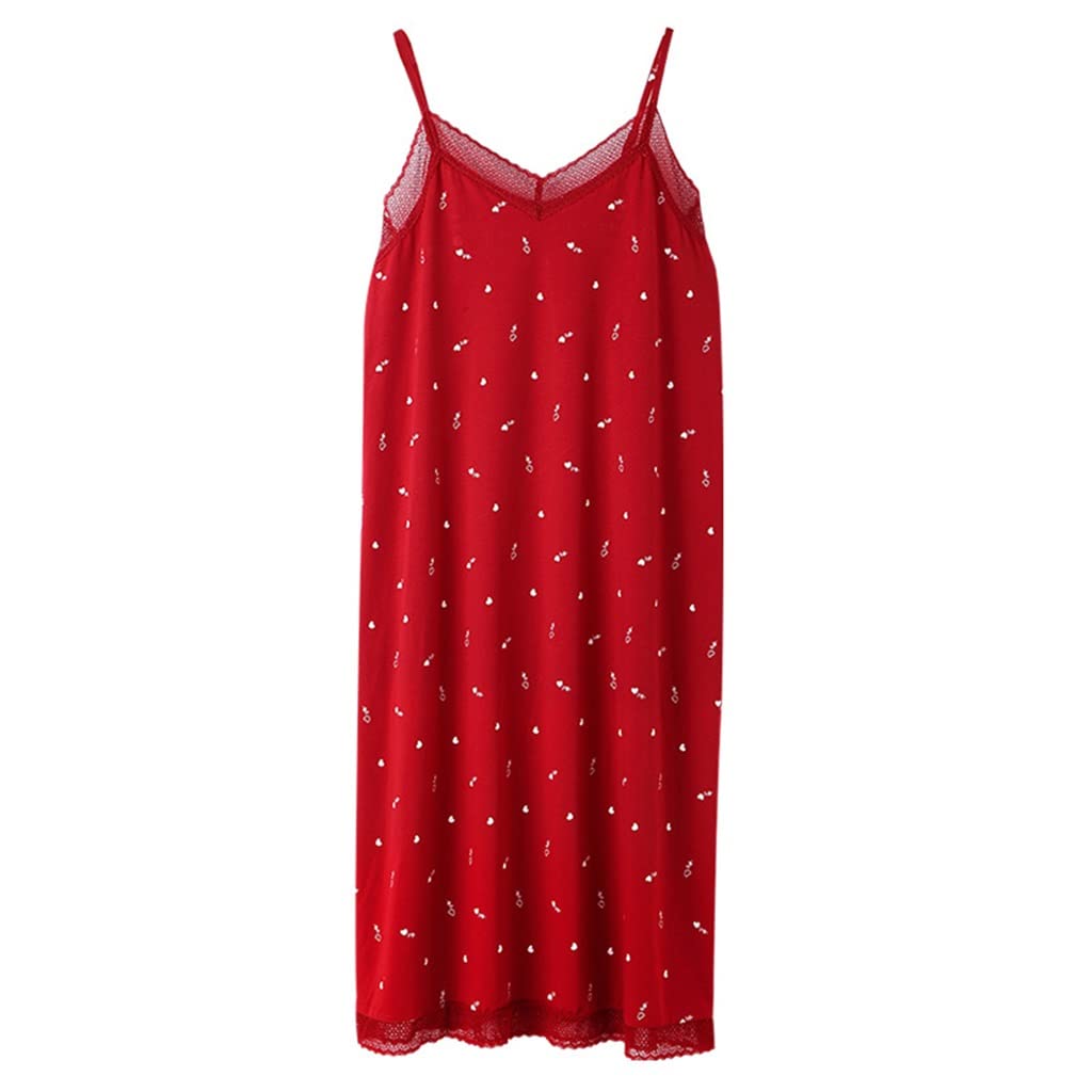 GYZCZX Women's Lace Suspender Nightdress - Summer Sleepwear Chemise Nightgown, Intimate Lingerie & Thin Lounge Wear (Red, Size L) | Perfect for Romantic Evenings & Comfortable Sleep