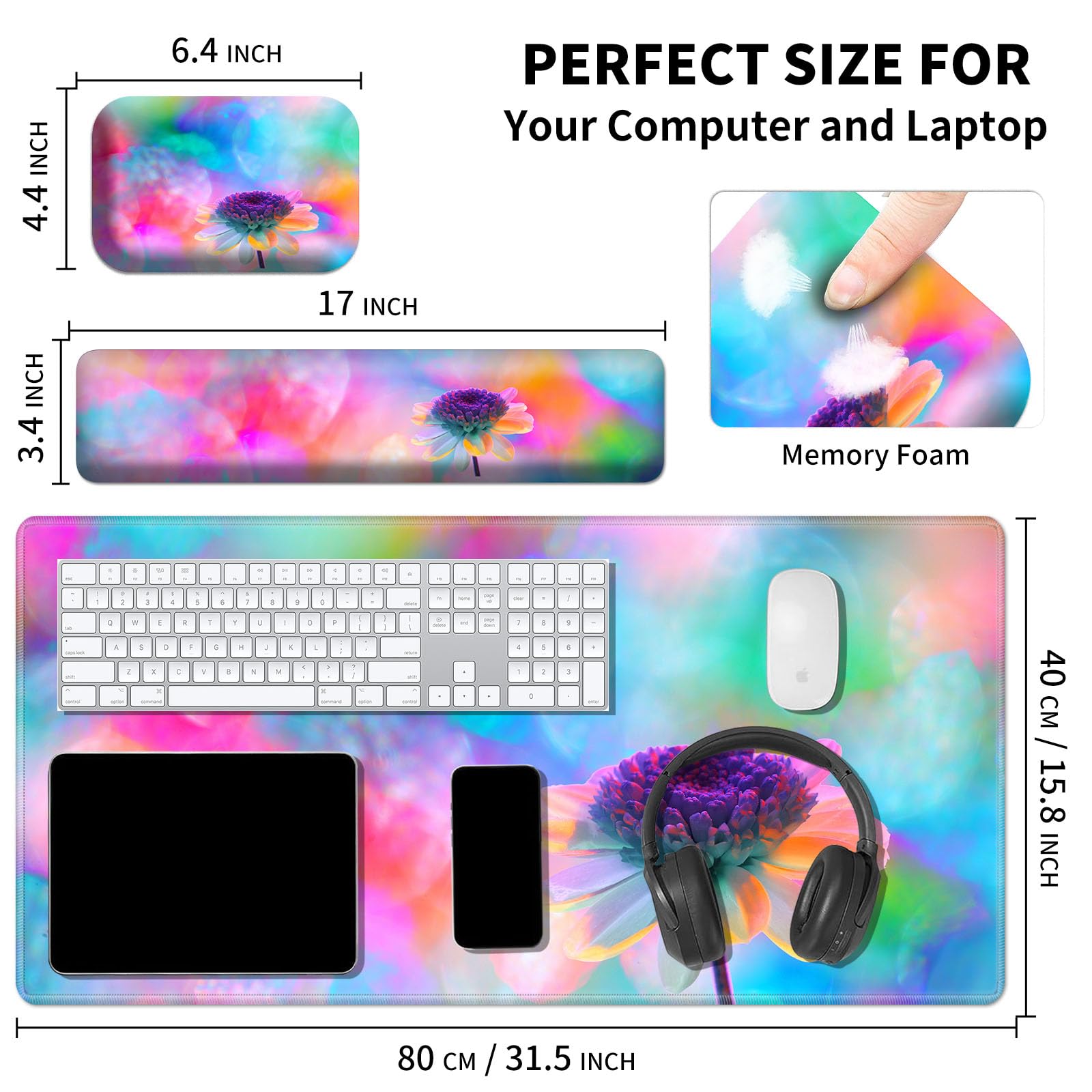 XXL Extended Gaming Mouse Pad with Wrist Rest - 31.5