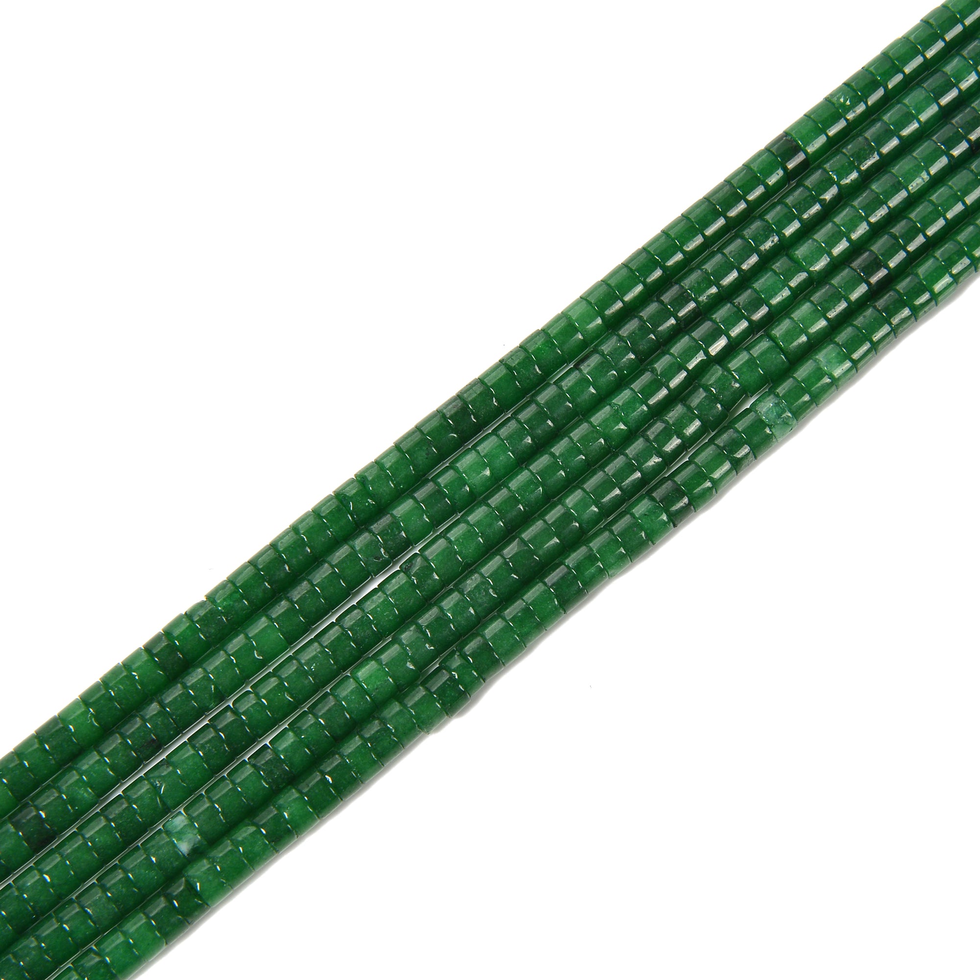Dark Green Jade Heishi Disc Beads 2x4mm 15.5 Inch Strand - Perfect for Jewelry Making, Bracelets, Necklaces & DIY Crafts
