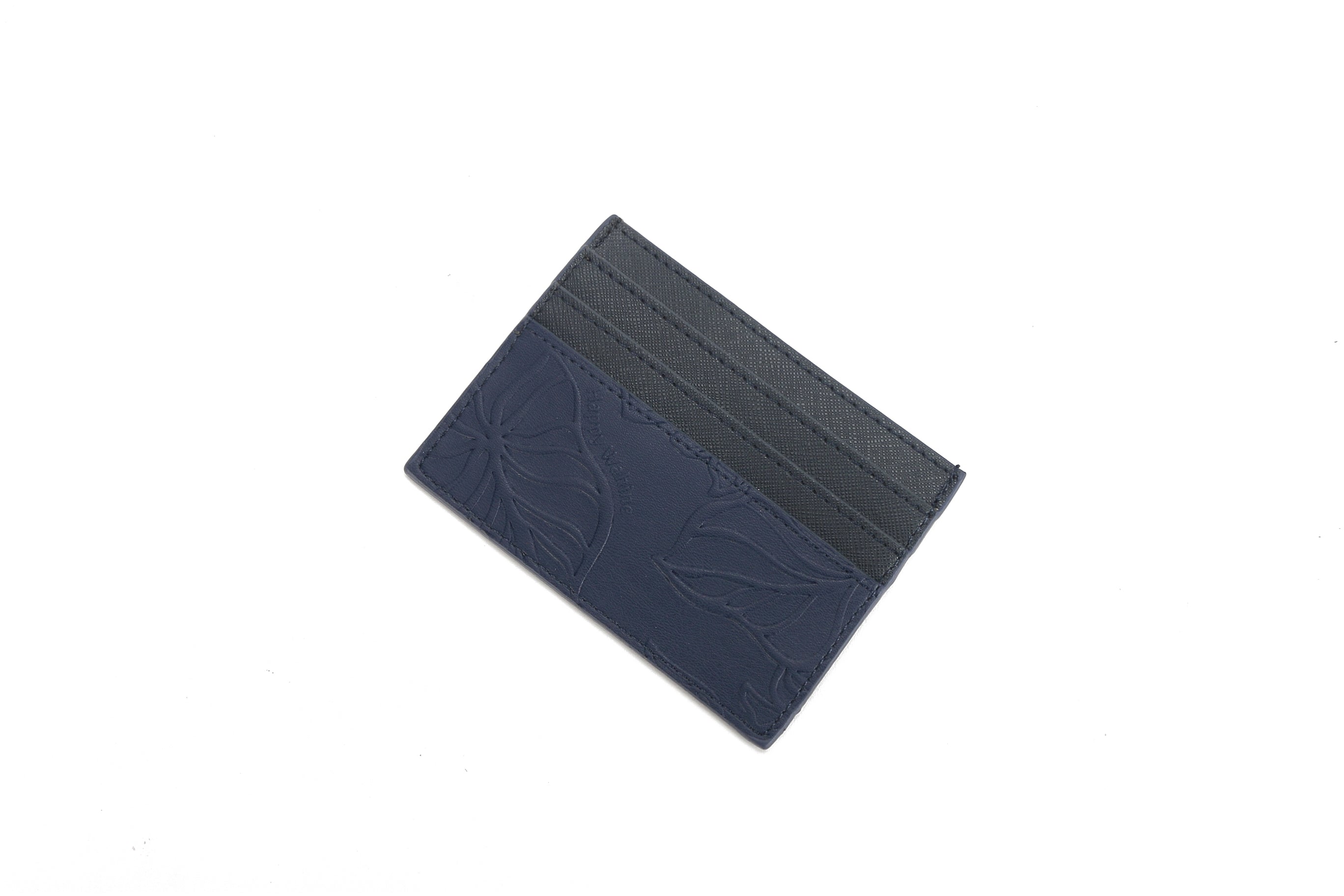 Meilany Kalo Navy Embossed Leather Card Holder - Slim RFID Blocking Wallet for Men & Women - Perfect for Travel, Business & Everyday Use