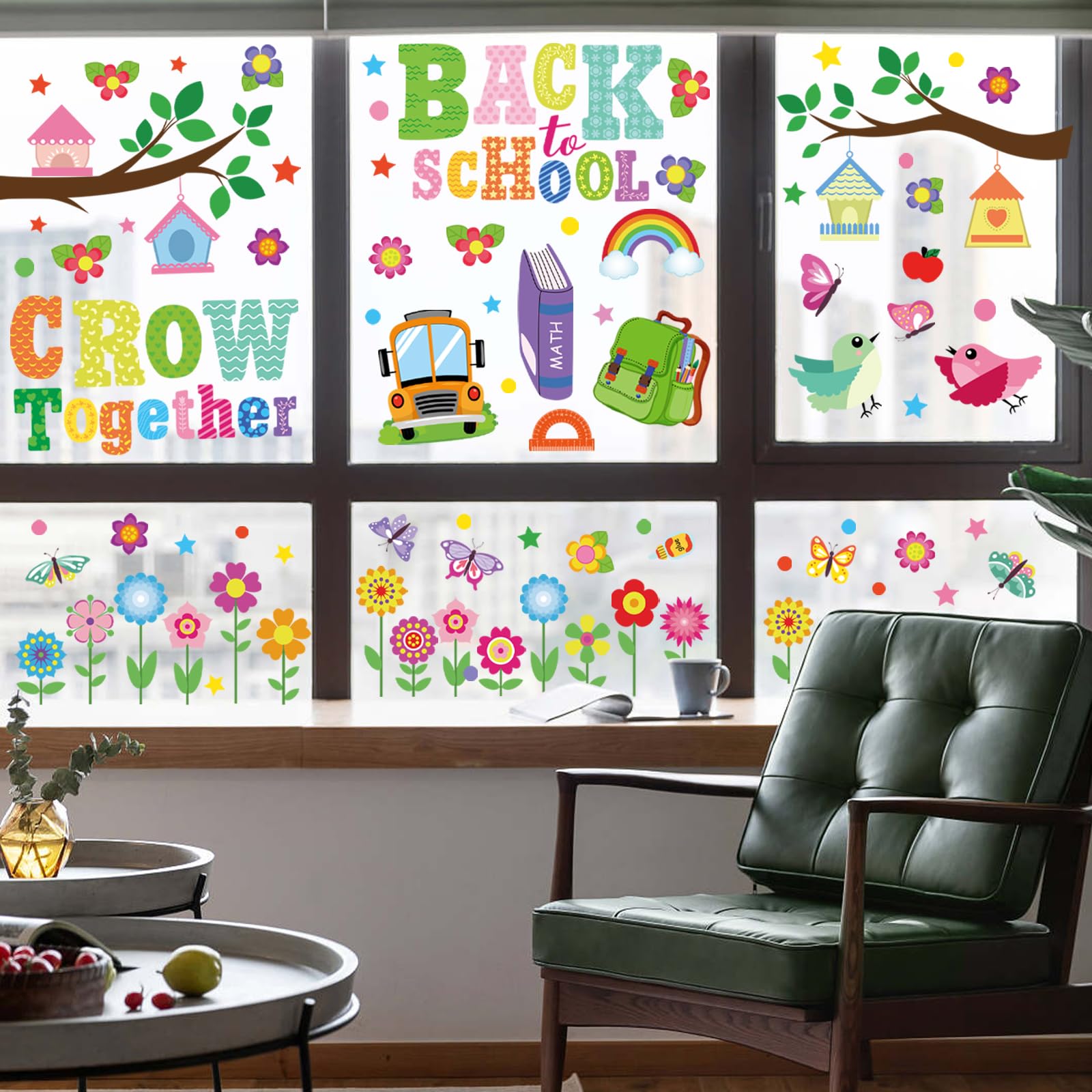Back to School Window Clings - 139 Pcs Classroom Decoration Stickers for Glass Windows | Welcome Back Party Supplies | Ideal for School Decor, Teacher Gifts & First Day Celebrations