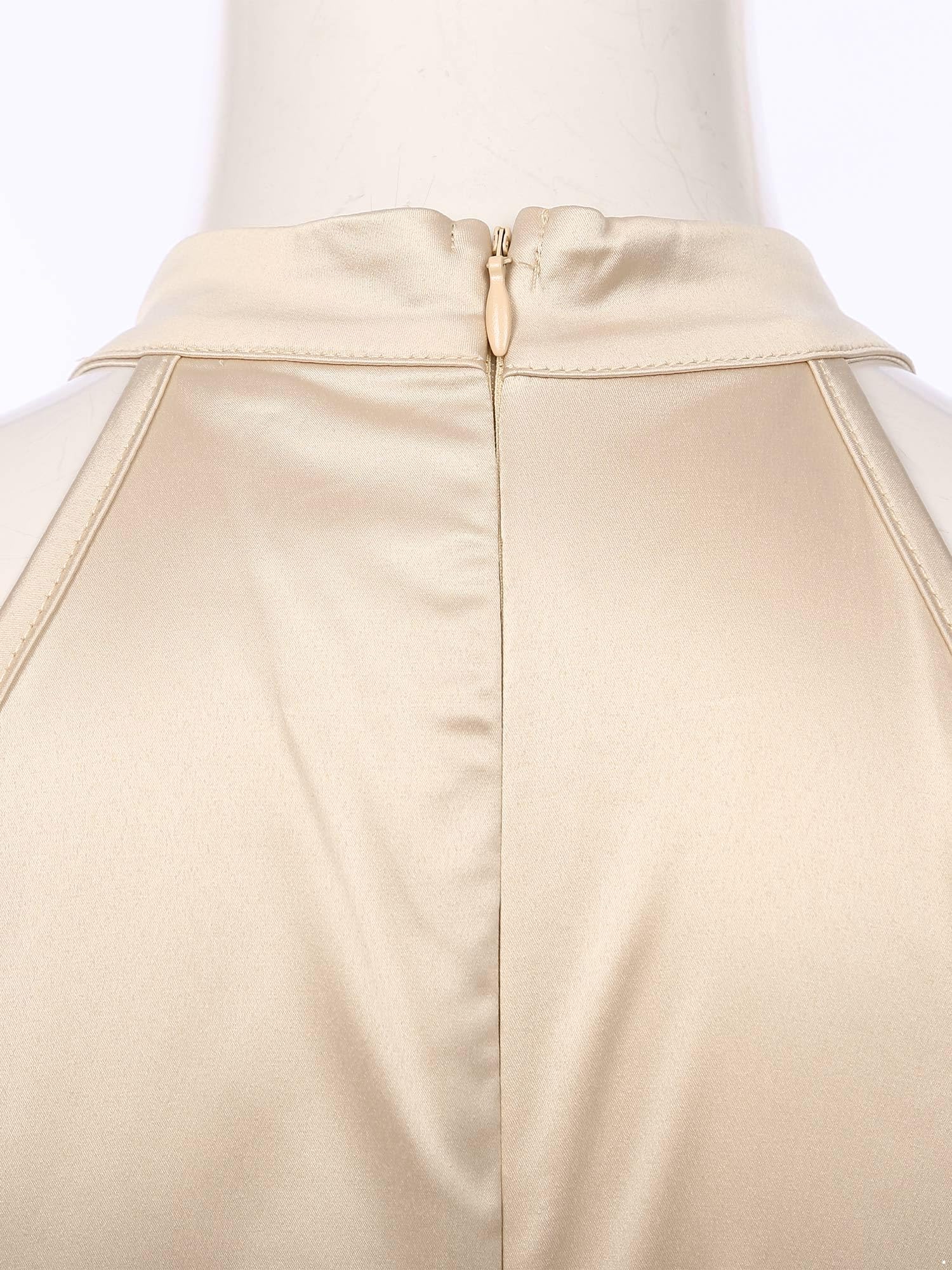 Sexy Women's Sleeveless Halter Ruched Bodycon Dress with High Slit - Perfect for Cocktail Parties, Weddings & Night Out | Elegant Wrap Midi Dress for Special Occasions