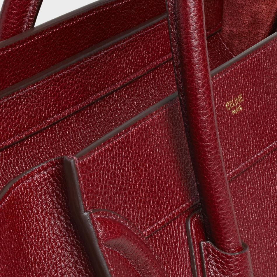 Premium Micro Luggage Handbag in Drummed Calfskin - Light Burgundy Leather Crossbody Bag for Women | Perfect for Travel, Work & Evening Events