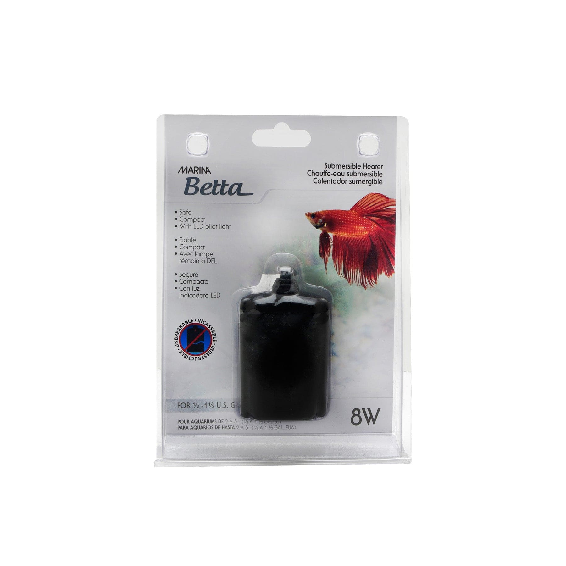 Marina Betta Submersible Aquarium Heater - Adjustable Temperature Fish Tank Heater for Betta, Tropical & Small Fish Tanks - Perfect for Home & Office Aquariums