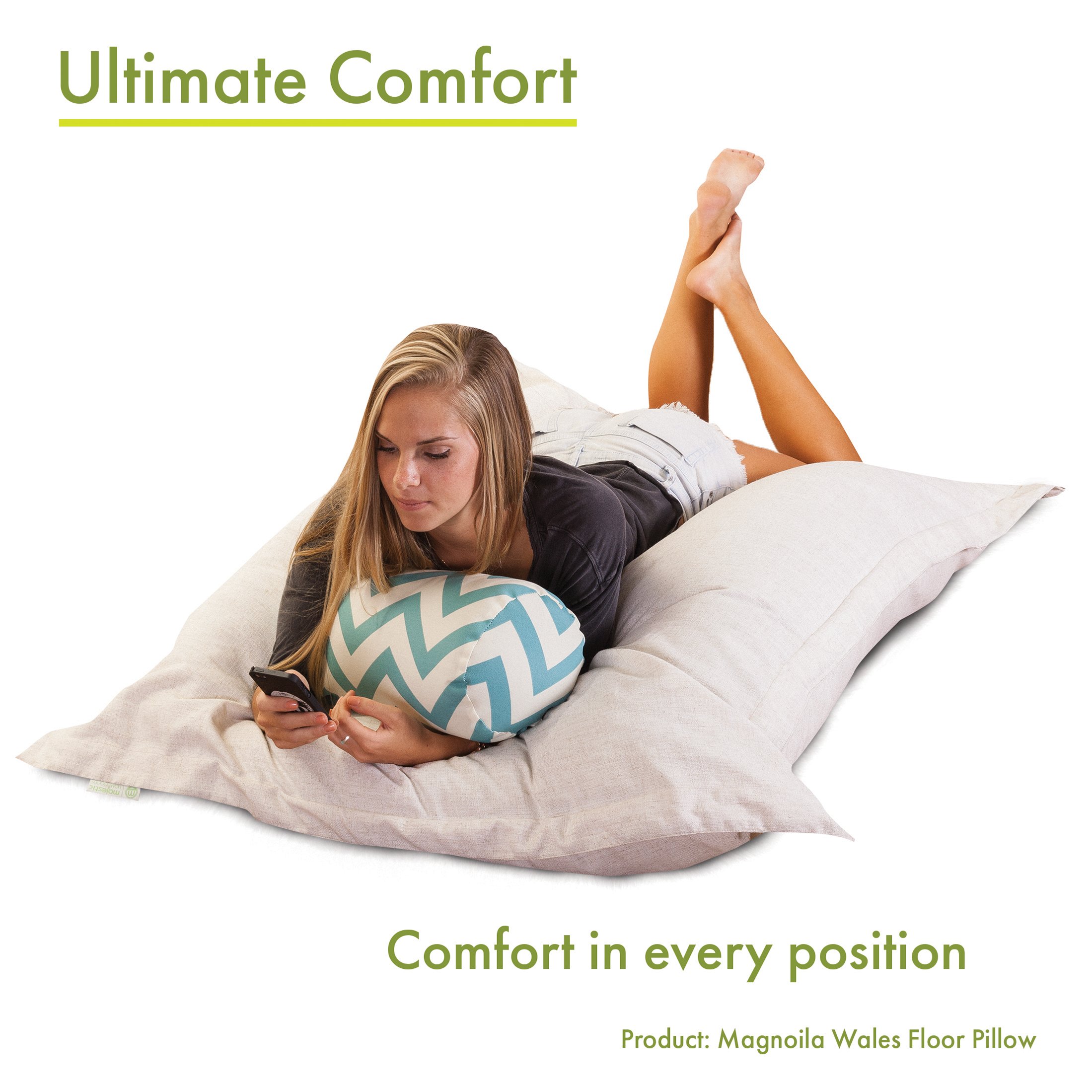 Majestic Home Goods Villa Floor Pillow - Navy Blue Large Floor Cushion for Living Room, Bedroom & Outdoor Use - Comfortable Floor Seating for Yoga, Meditation & Lounging