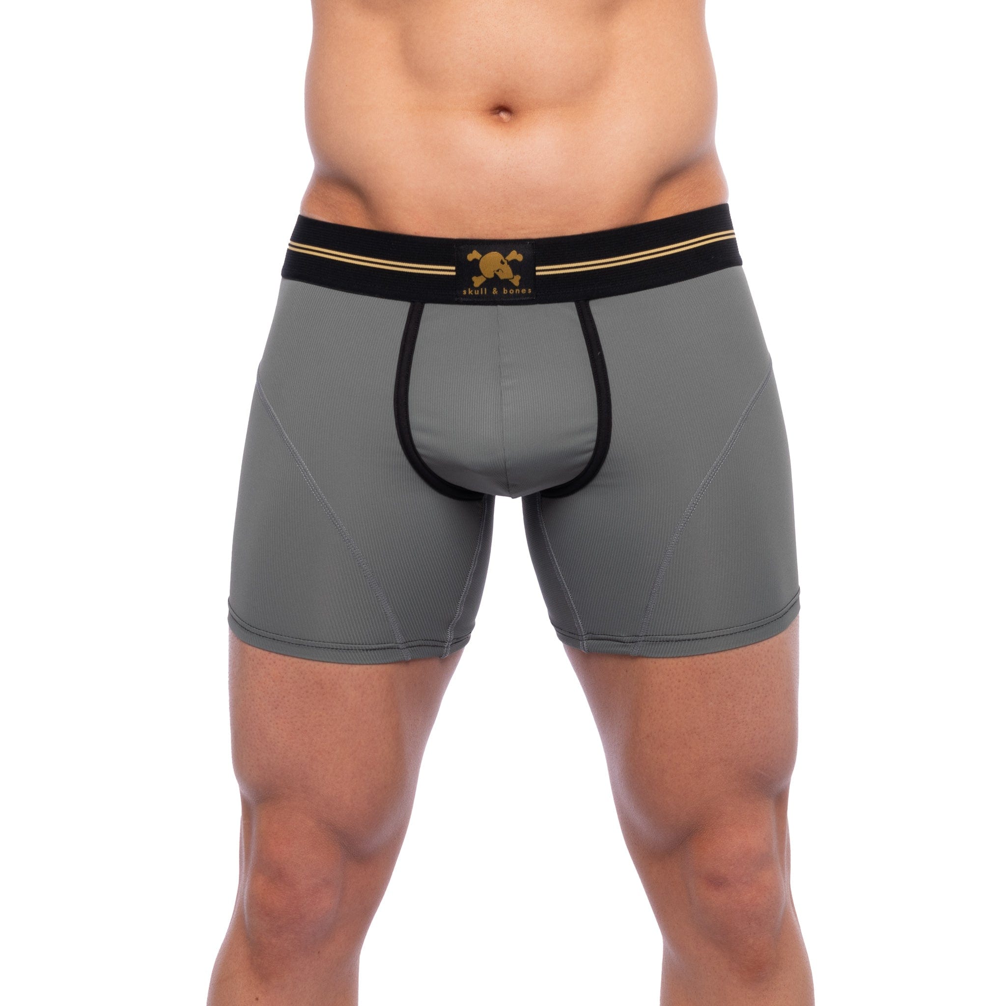 Performance Rib Boxer Briefs for Men - Soft & Breathable Grey Underwear - Gym, Workout & Everyday Comfort