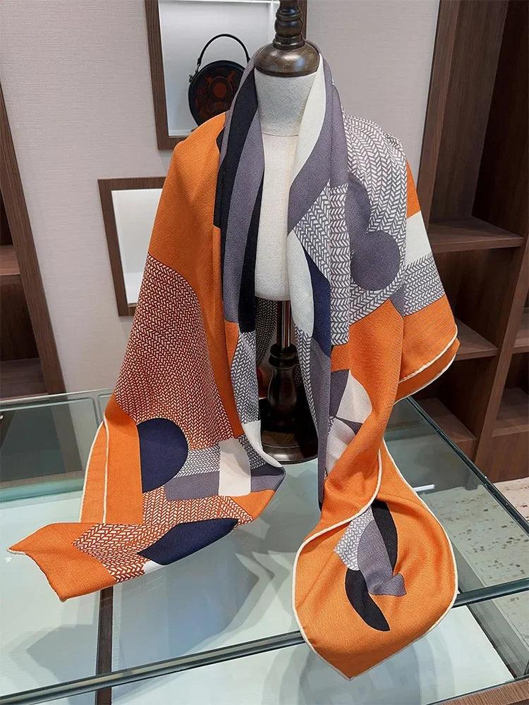 Luxury Silk Wool Blend Scarf for Women - Large Square Winter Shawl, Soft Warm Wrap for Fall & Winter - Perfect for Office, Travel & Outdoor Activities