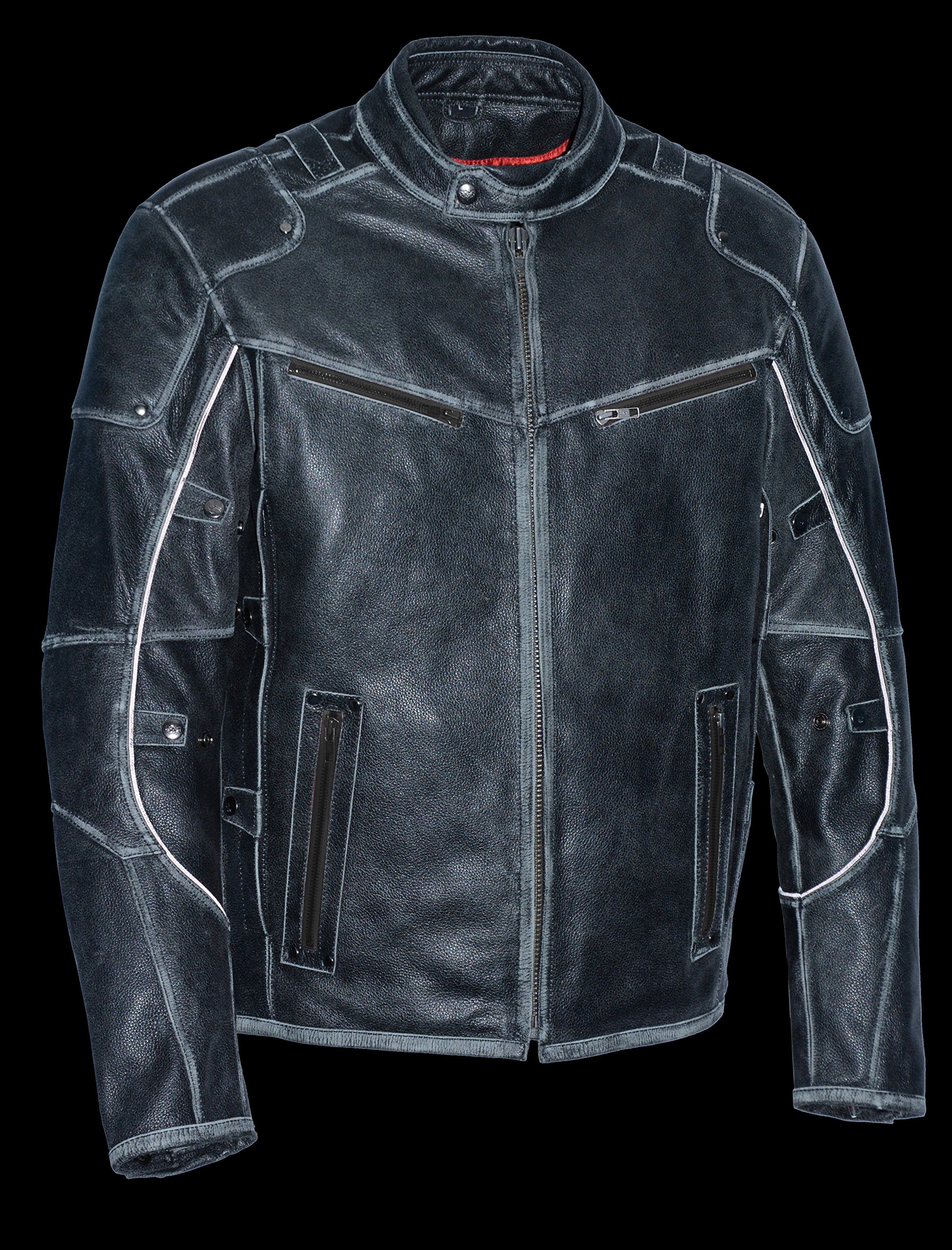 Milwaukee Leather Men's Vintage Grey Distressed Triple Vented Biker Jacket MLM1536 - Motorcycle Riding, Casual Wear & Outdoor Adventure
