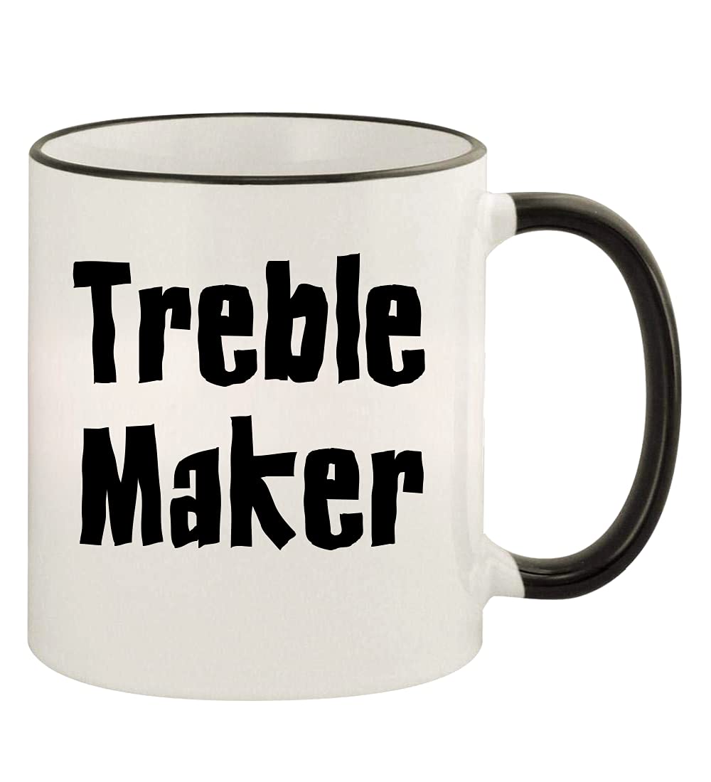 Treble Maker - 11oz Black Coffee Mug with Colorful Handle & Rim - Perfect for Musicians, Music Lovers & Office Use