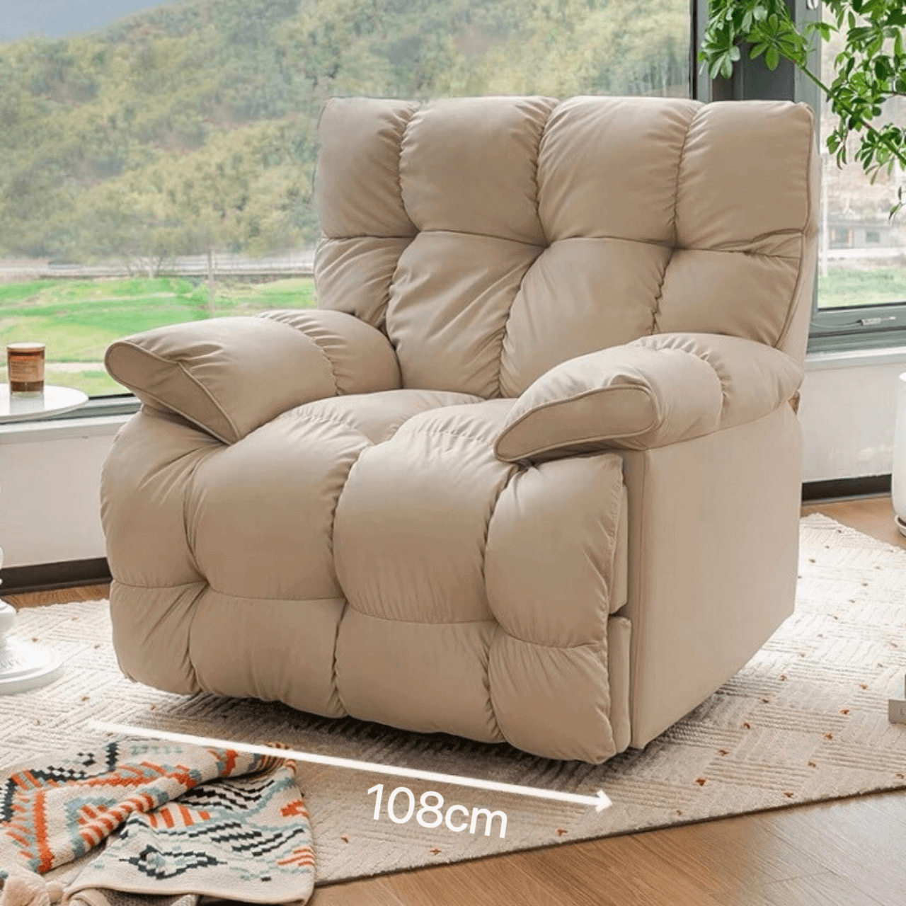 Premium White Chenille Wool Electric Recliner Chair - Modern Stylish Living Room Furniture for Relaxation & Home Theater Comfort