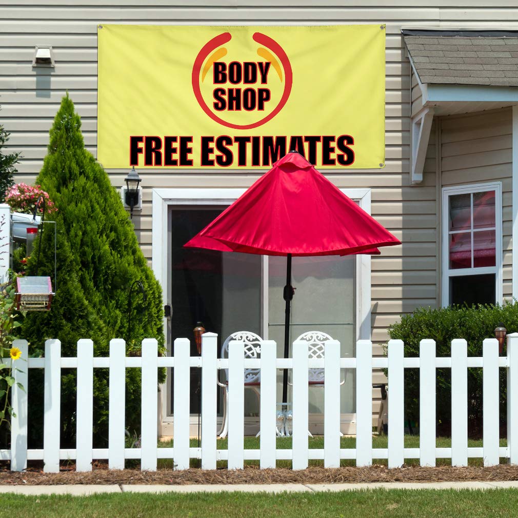 Durable Vinyl Banner 48x96 Inches - Weatherproof Outdoor Business Sign with 8 Grommets (Brown) for Body Shops, Industrial Yards & Commercial Use | Perfect for Advertising, Events & Storefront Displays