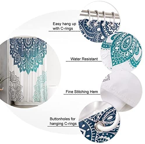 Mandala Gradient Shower Curtain Liner - 72x84 Inch Waterproof Bathroom Decor with Elegant Design for Home, Spa, and Holiday Decorations (Christmas, Thanksgiving, New Year)