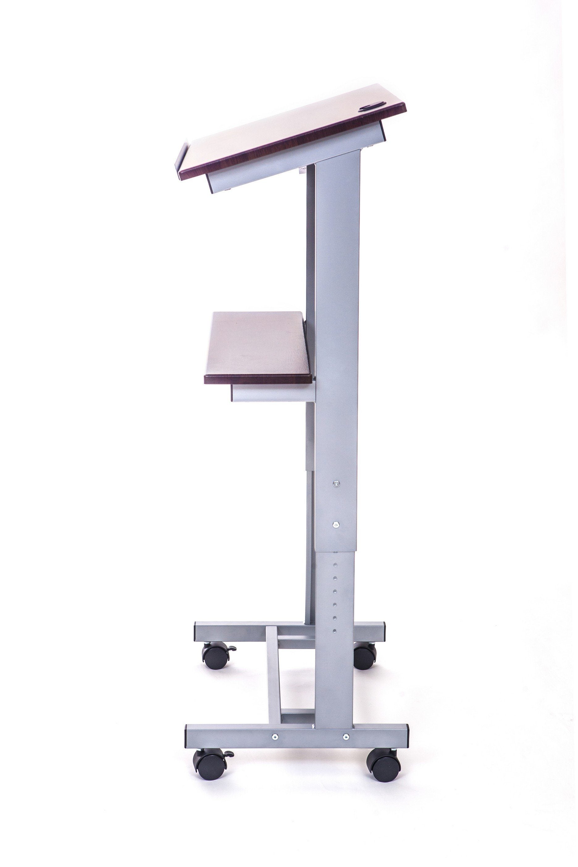 Luxor LX ADJ DW Adjustable Height Lectern Podium - Mobile Presentation Stand for Public Speaking, Church Sermons & Conference Events - Perfect for Classrooms, Auditoriums & Corporate Meetings