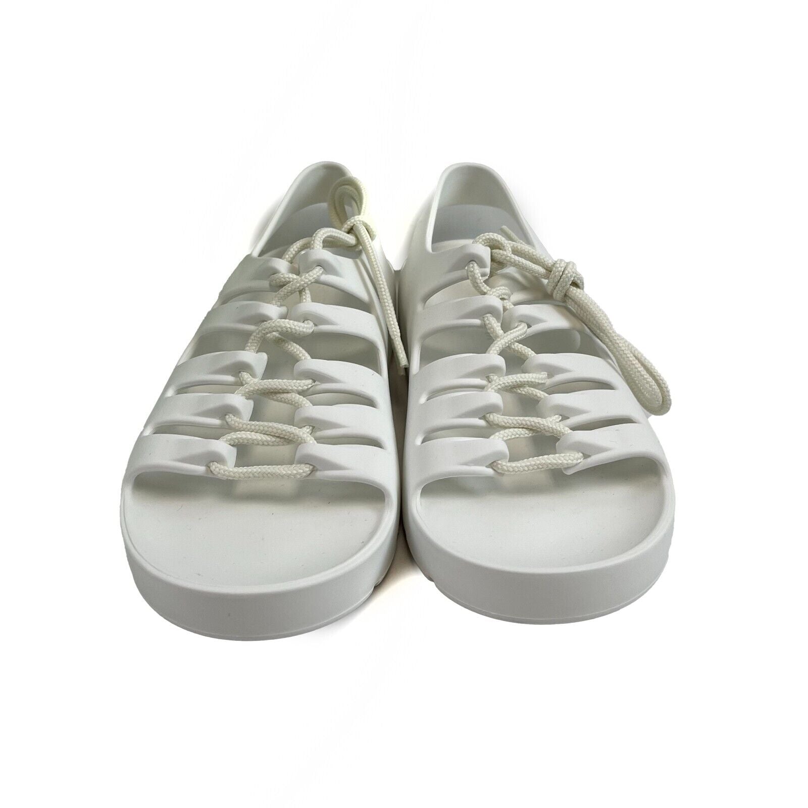 Bottega Veneta White Lace Up Jelly Sandals for Women - Size US 6.5/7 (EU 37) - Perfect for Summer Beach Vacations & Casual Outings