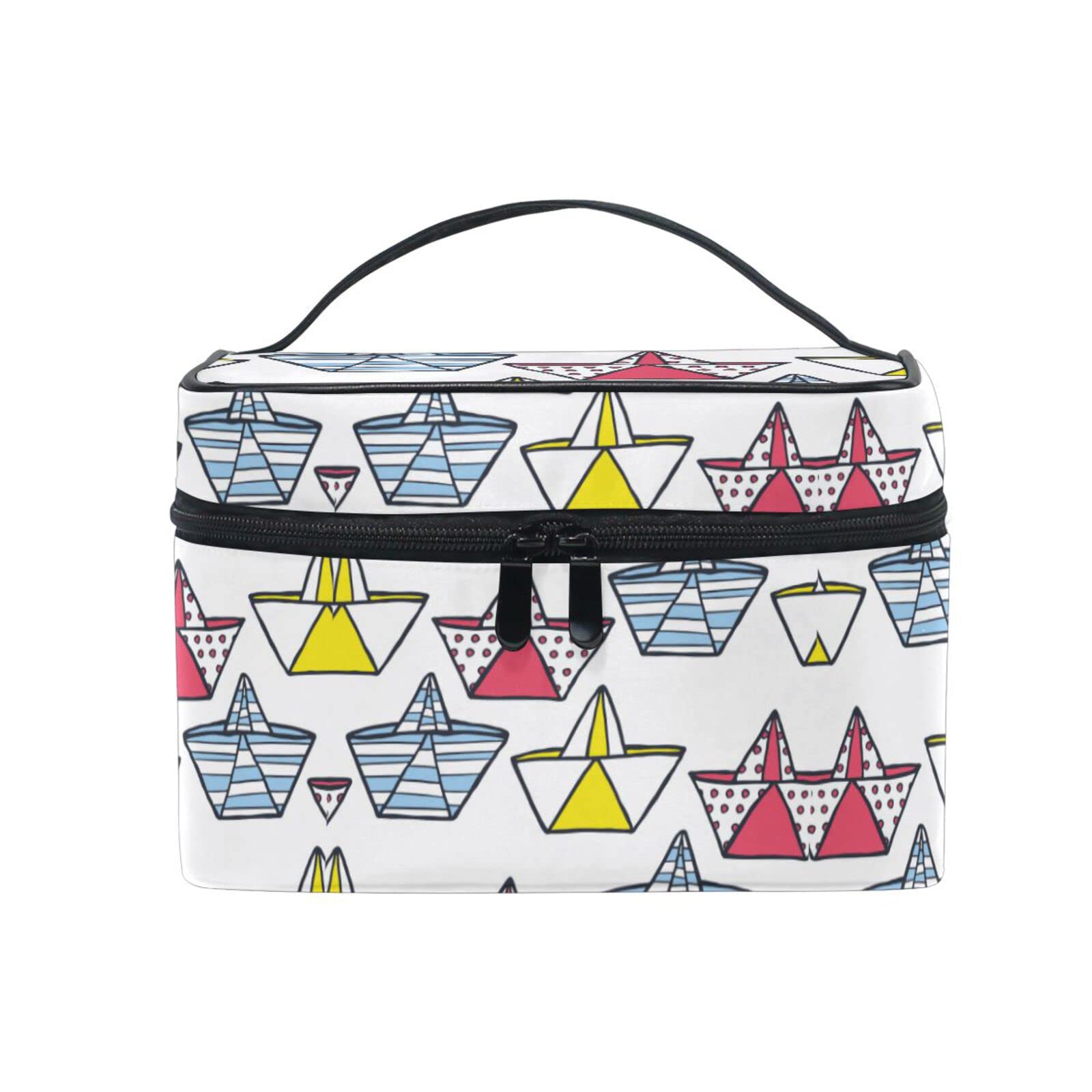 Colorful Cartoon Paper Boat Cosmetic Bag - Waterproof Makeup Organizer Pouch with Zipper for Women & Girls - Perfect for Travel, Gym, and Daily Essentials Storage