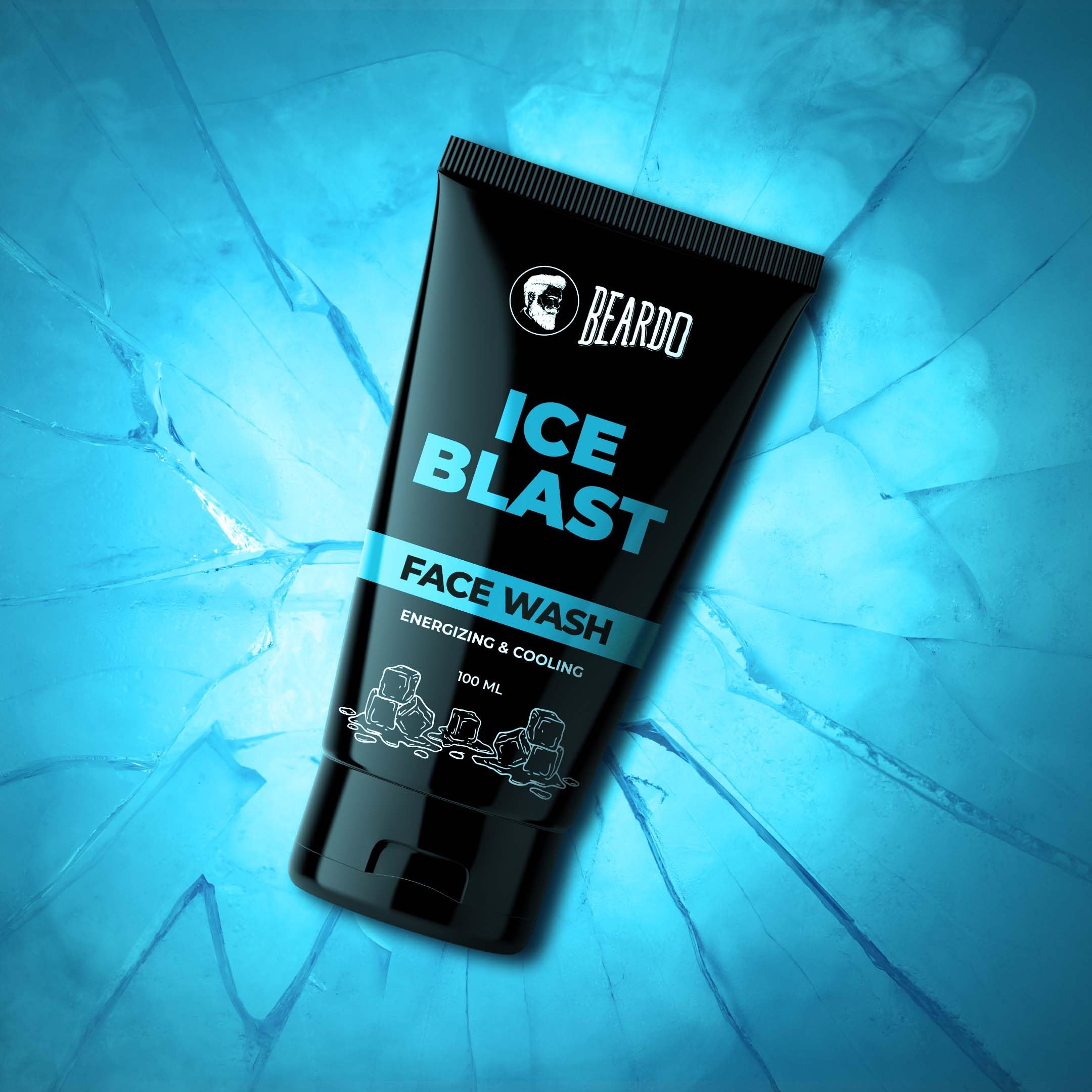 BEARDO Ice Blast Cooling Face Wash for Men - 100ml | Instant Cooling & Hydrating with Aloe Vera, Vitamin E & Menthol | Refreshing Facial Cleanser for Oily & Normal Skin | Perfect for Post-Workout, Morning Routine & Hot Weather Use