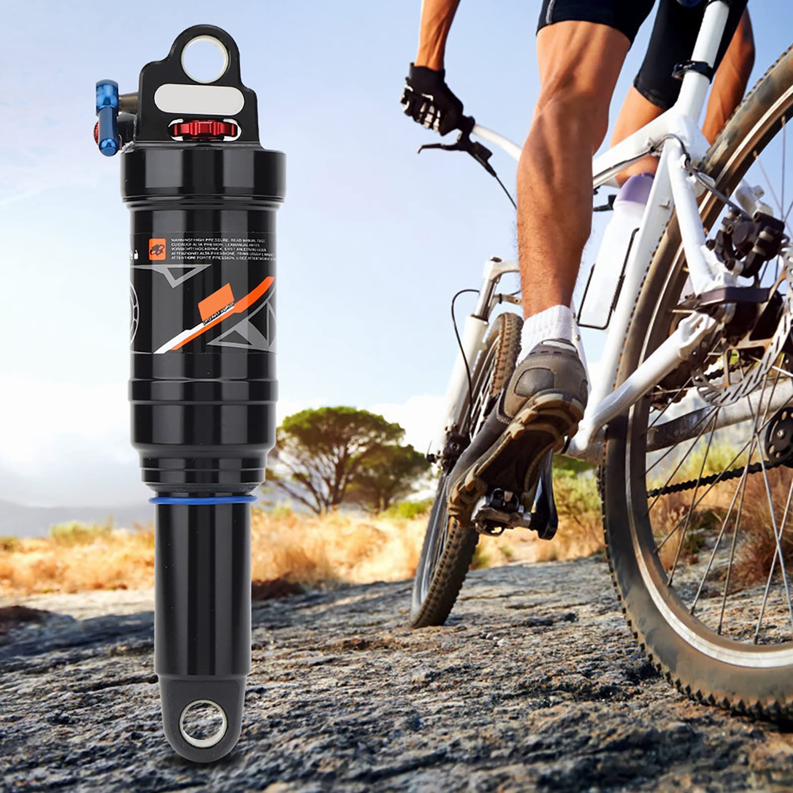Mountain Bike Rear Shock Absorber - 190mm Air Pressure Spring Suspension for MTB, Soft Tail Frame Shock Struts, Durable Bike Accessories | Perfect for Trail Riding, Downhill & Off-Road Cycling