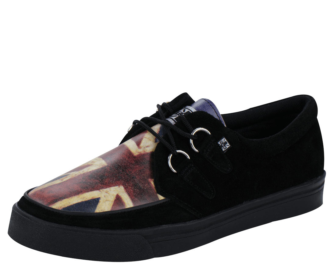 T.U.K Black & Union Jack 2-Ring Punk Sneakers - Vintage Style Platform Shoes for Women | Perfect for Punk Fashion, Concerts & Alternative Outfits