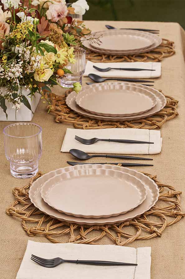 Eco-Friendly Compostable Tableware Set - Biodegradable Plates, Bowls, Utensils for Sustainable Dining | Perfect for Parties, Picnics, Camping & Zero Waste Lifestyle