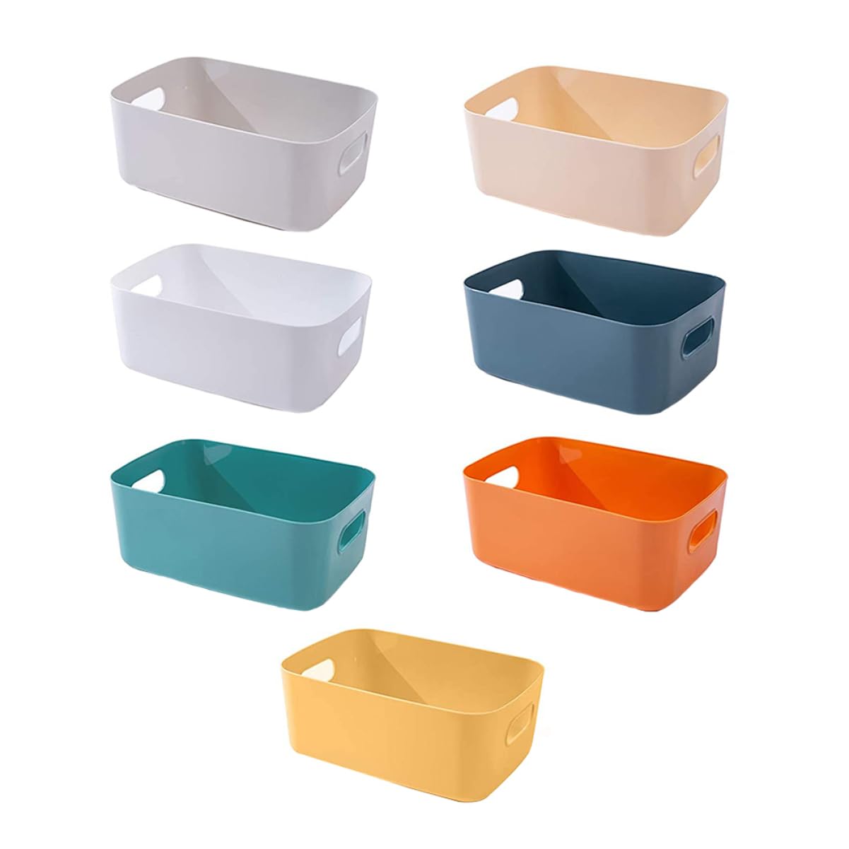7-Piece Plastic Storage Bins Set - Durable Pantry Organizers with Sturdy Handles for Kitchen, Bathroom & Office Organization | Perfect for Food Storage, Desktop Supplies & Home Organization