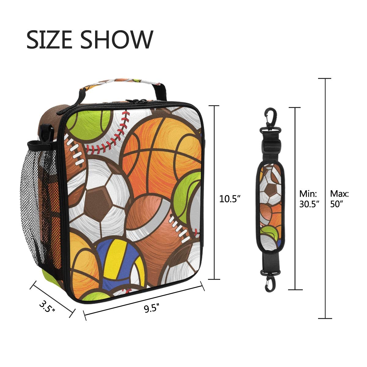 **Insulated Lunch Box Cooler Bag for Sports - Basketball, Baseball - Leakproof Tote with Shoulder Strap for Men, Women, Kids - Perfect for School, Work, Gym & Outdoor Activities**