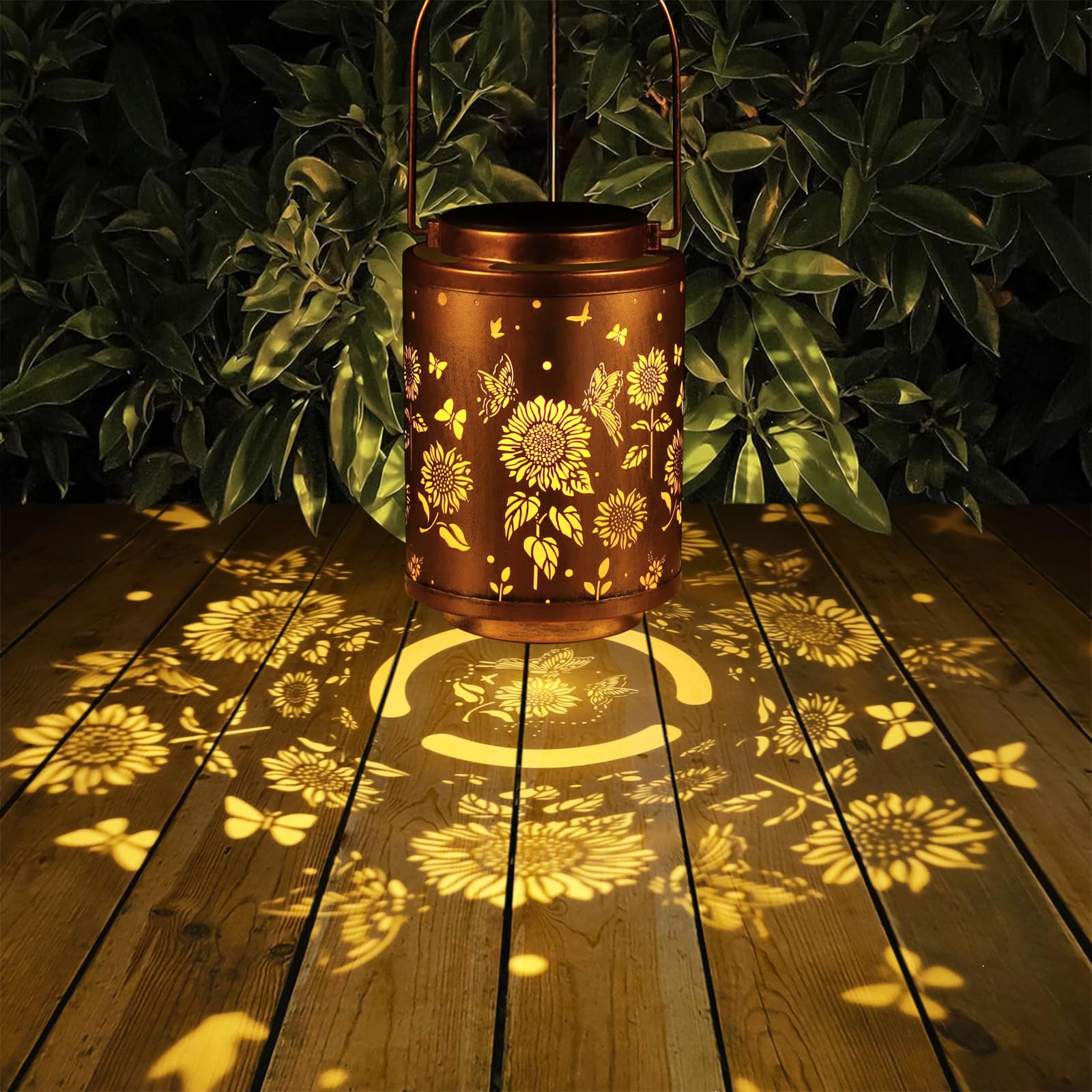 2 Pack Solar Outdoor Lanterns - Waterproof LED Garden Lights with Sunflower & Butterfly Design, Perfect for Patio, Yard, Pathway Decor - Ideal Gift for Women, Mom, Grandma - Great for Outdoor Parties, Weddings & Evening Ambiance