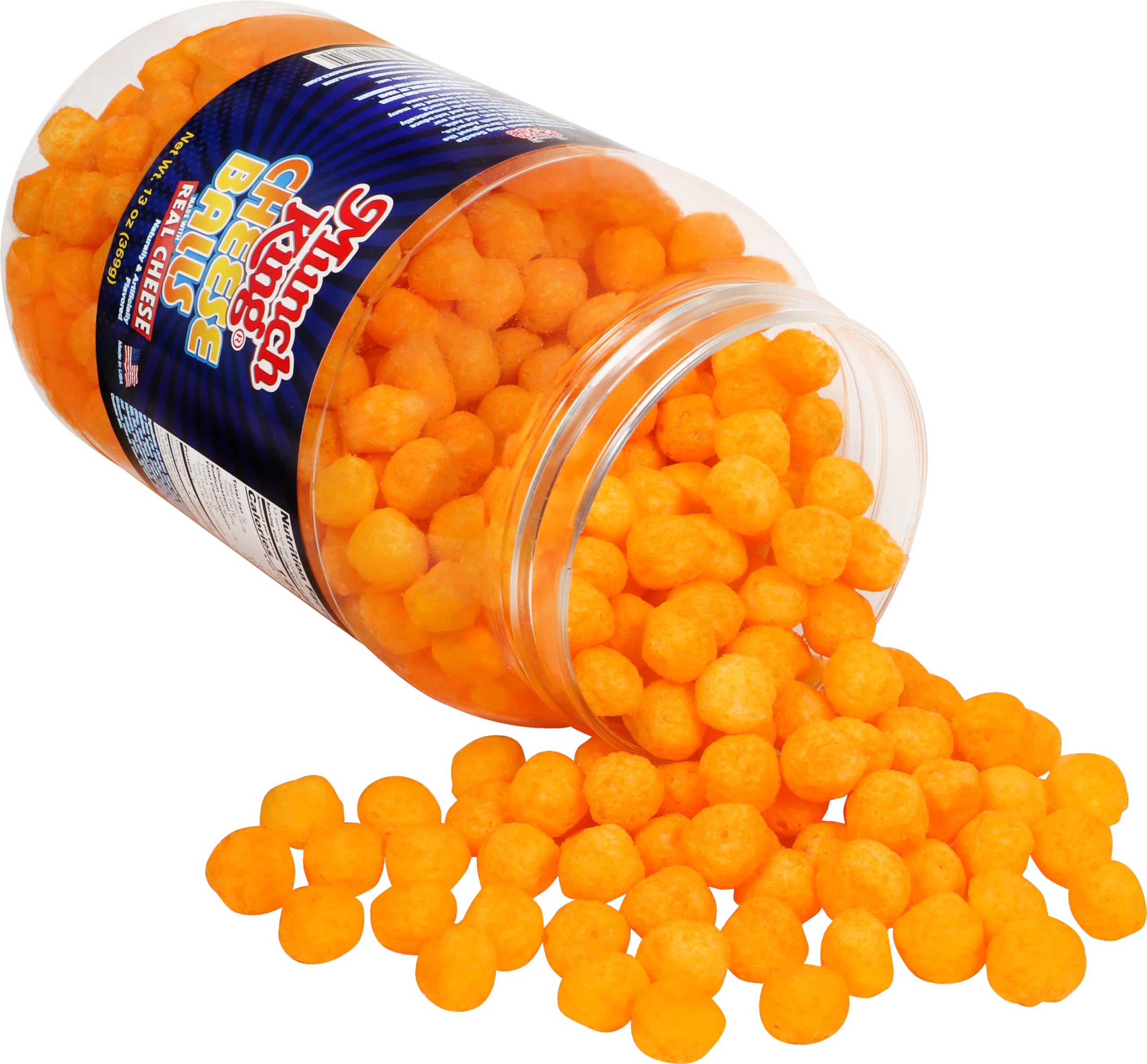 Munch King Cheese Balls - 13 oz. Barrel | Crunchy Cheese Snacks for Parties, Movie Nights & Office Snacking | Gluten-Free & Delicious
