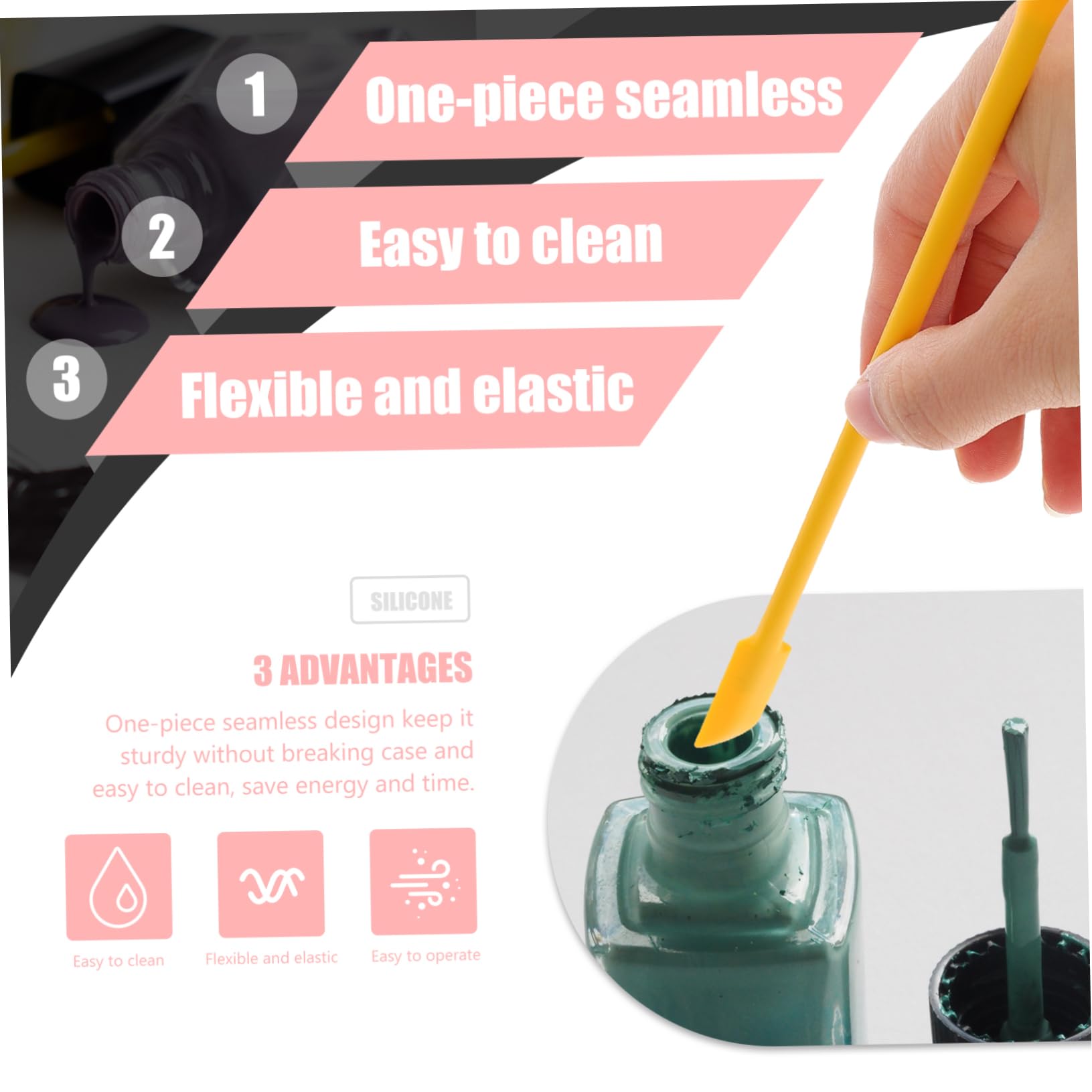 3-in-1 Silicone Makeup Spatula Set with Long Handle - Mini Cosmetic Scraper for Bottles, Jars & Dishes | Perfect for Foundation, Skincare & Kitchen Use