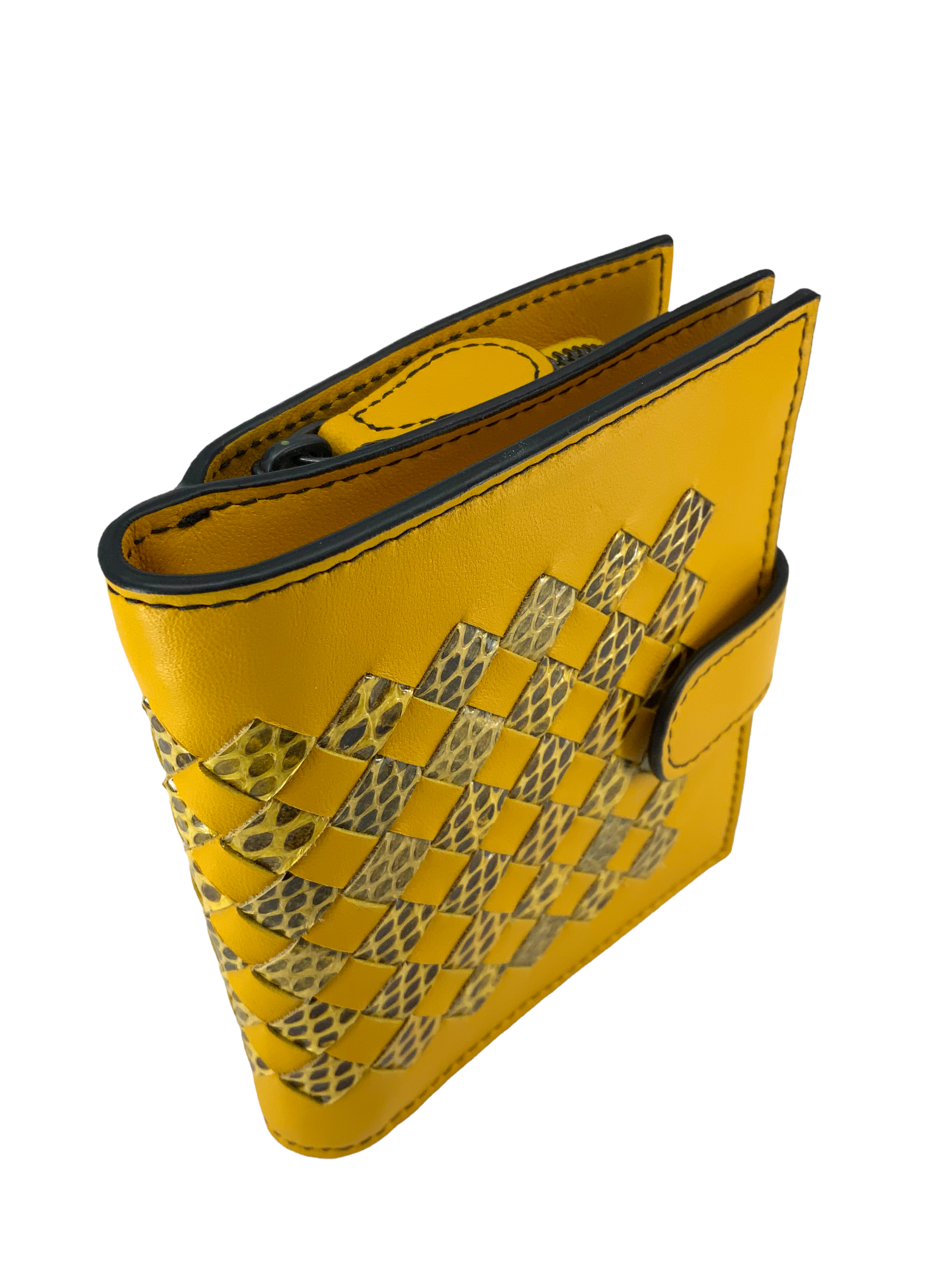 Bottega Veneta Intrecciato Nappa Leather & Snakeskin Bi-Fold Wallet for Men - Luxury Slim RFID Blocking Card Holder (Perfect for Business, Travel & Everyday Use)